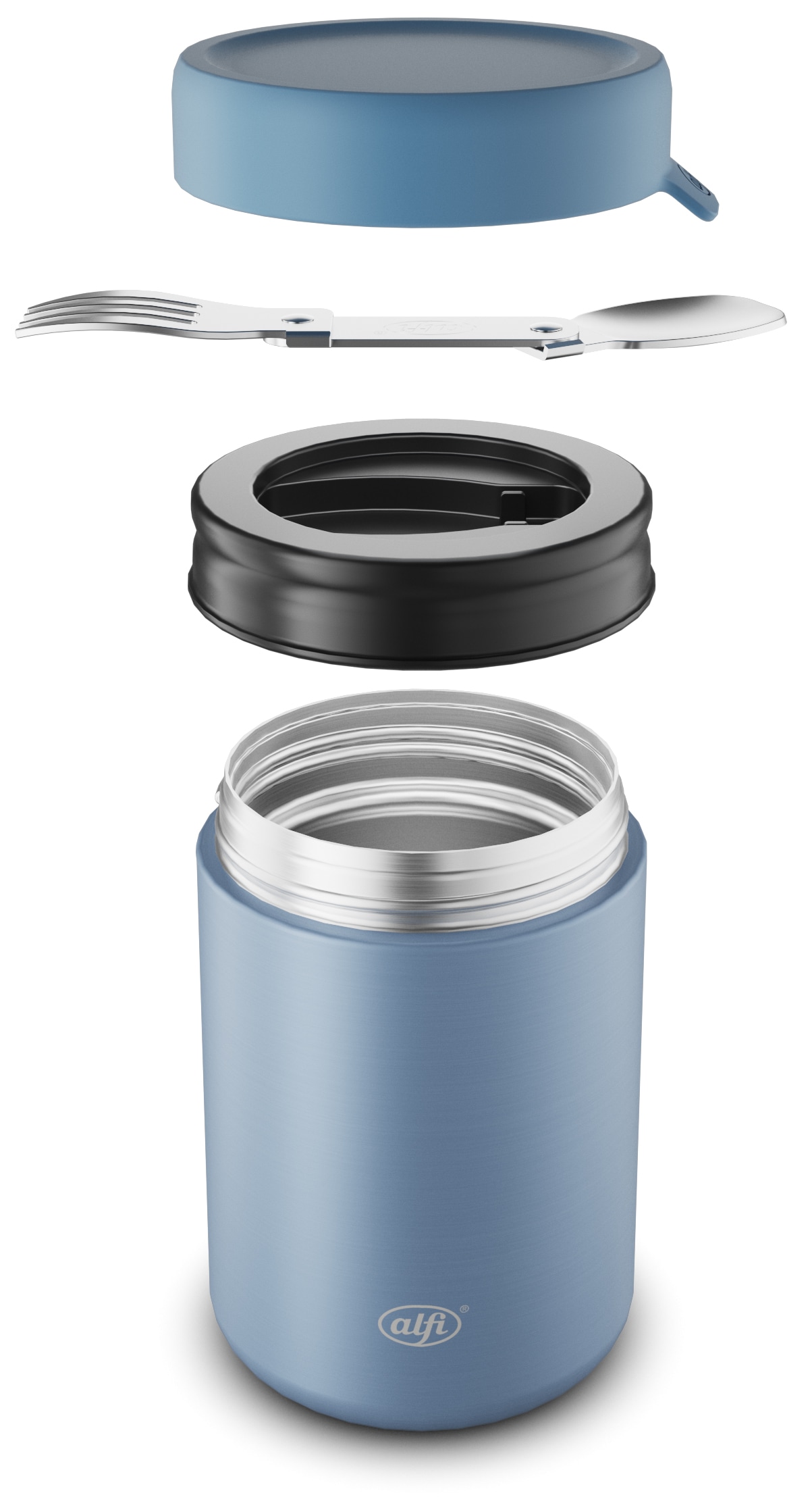 Alfi Thermobehälter »ISO FOOD MUG, Thermobehälter für Essen, spülmaschinenfest« 1 Stk. tlg. 0,35l, 5h heiß & 10h kalt, dicht & auslaufsicher, mit Göffel