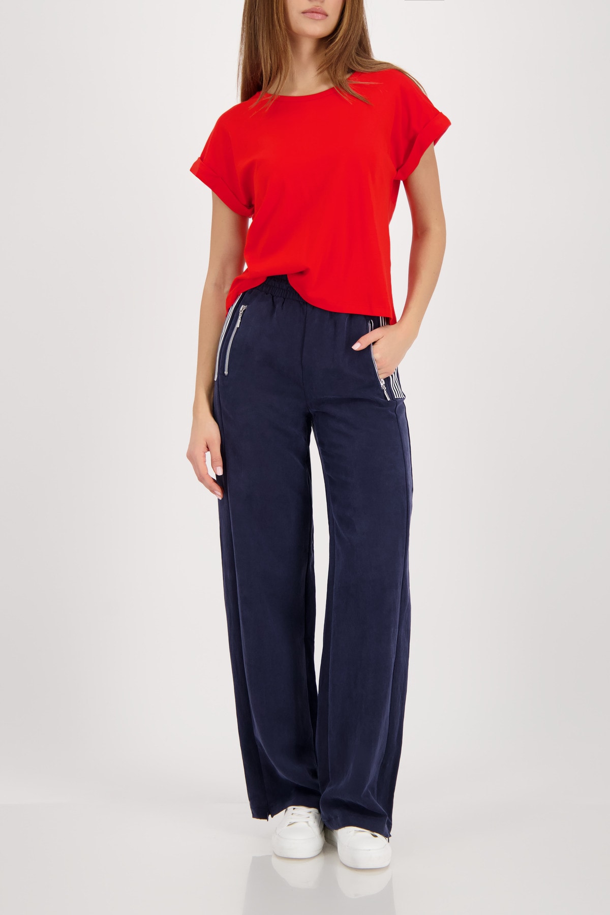 Monari T-Shirt »Pima uni« Rundhalsausschnitt, reine Baumwolle, Kurzarm mit Aufschlag