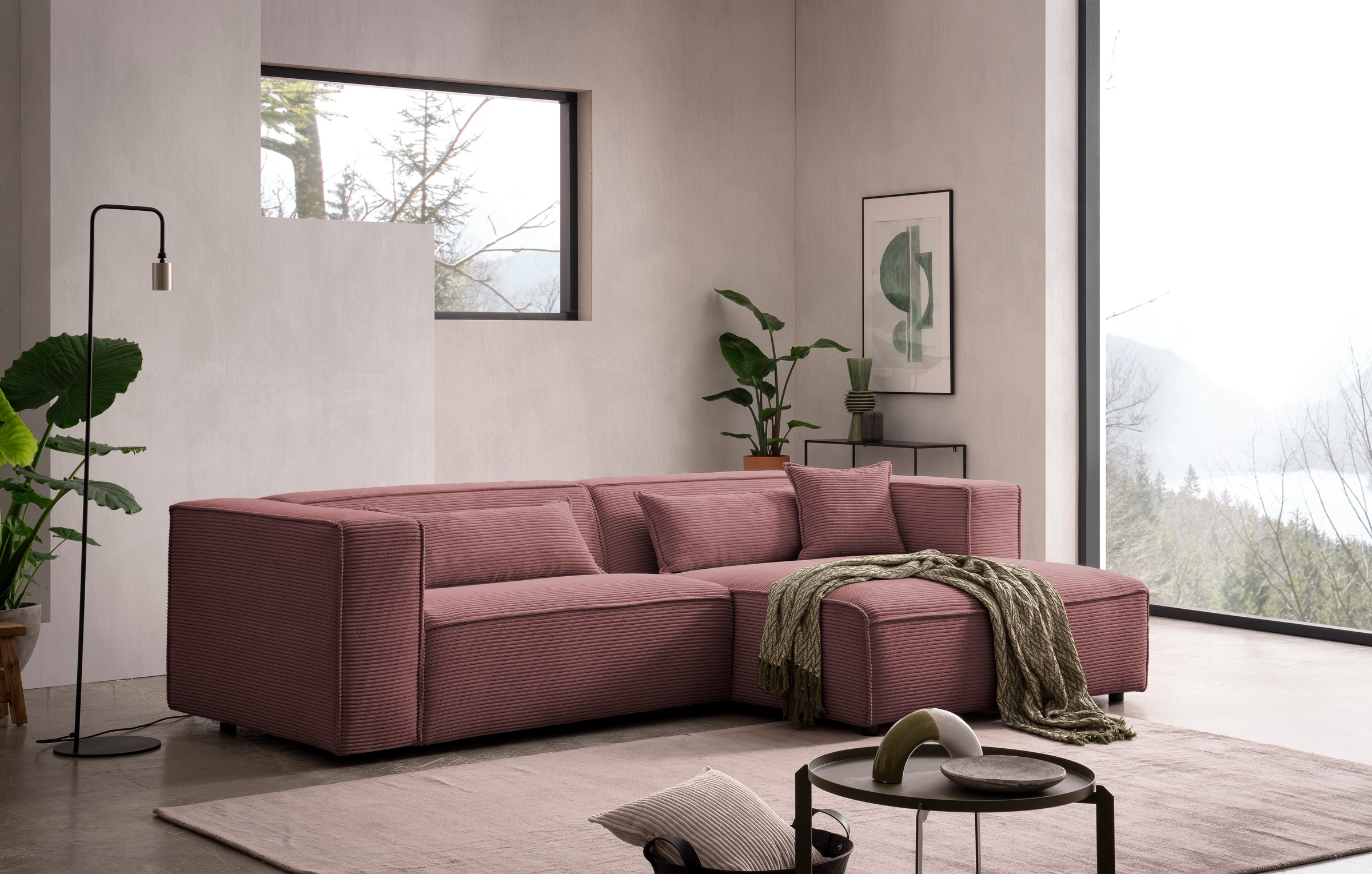 LeGer Home by Lena Gercke Ecksofa »PIARA mit Kedernaht, Cord, Leinenoptik o günstig online kaufen
