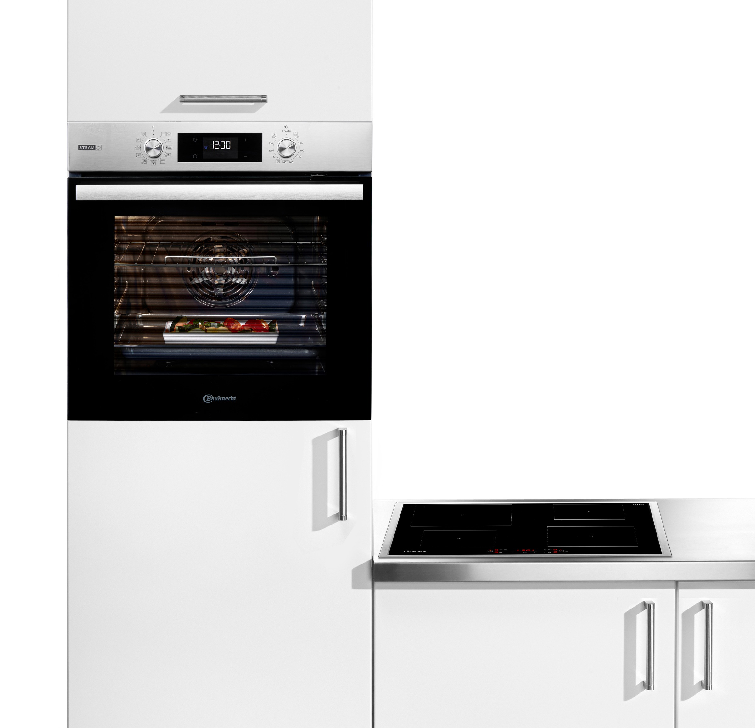 BAUKNECHT Backofen-Set »BAKO 780 Steam IND IN« mit 1-fach-Teleskopauszug Set, 2 Stk. tlg. GentleSteam - für ein saftiges Inneres und ein knuspriges Äußeres