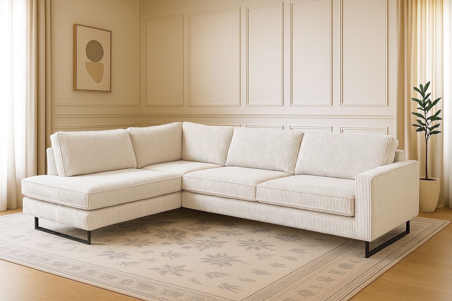 Home affaire Ecksofa »Pinto, 290 cm, Cord, Chenille, Lederoptik, Ottomane l günstig online kaufen