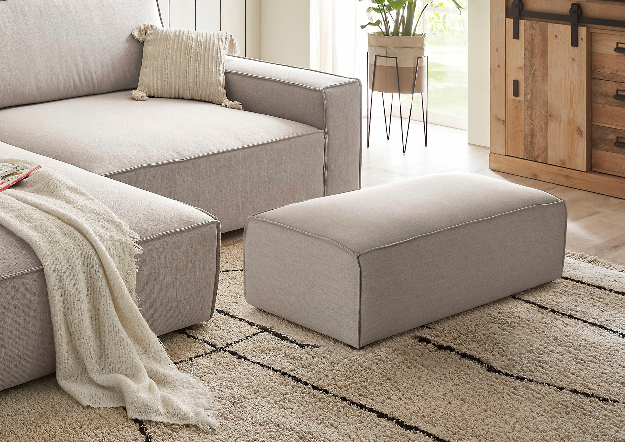 Home affaire Hocker »NEU: SHERWOOD XXL, Polsterhocker, Cord, Webstoff«, rec günstig online kaufen