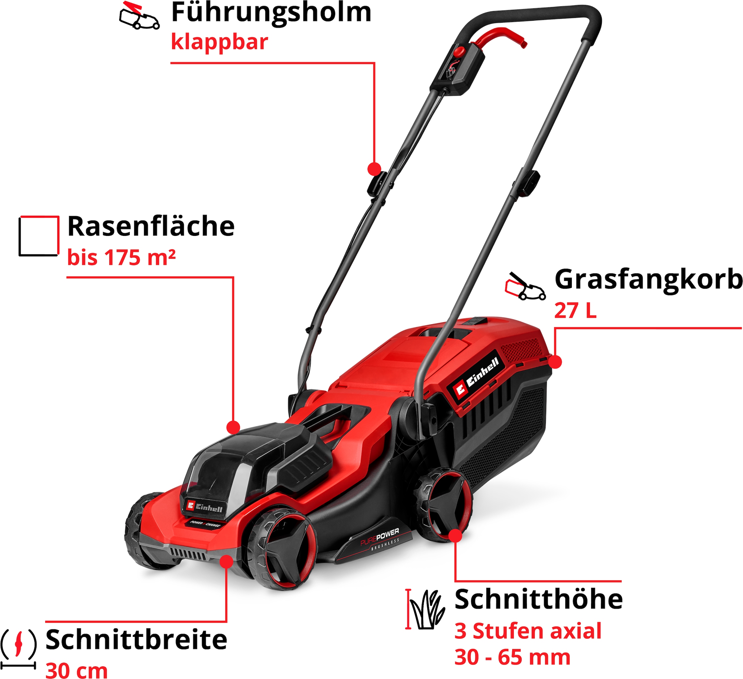 Einhell Akkurasenmäher »GE-CM 18/30-1 Li BL-Solo« ohne Akku und Ladegerät
