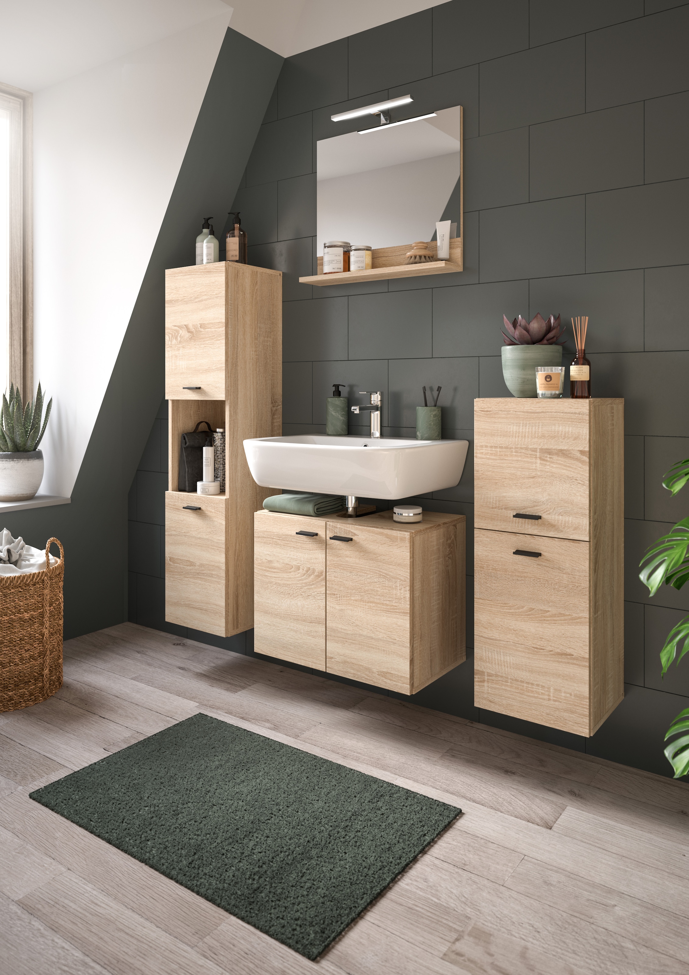 welltime Midischrank »Tampa, Höhe 80cm, hängend oder stehend montierbar«, Badschrank, Bad-Möbel, Badezimmer