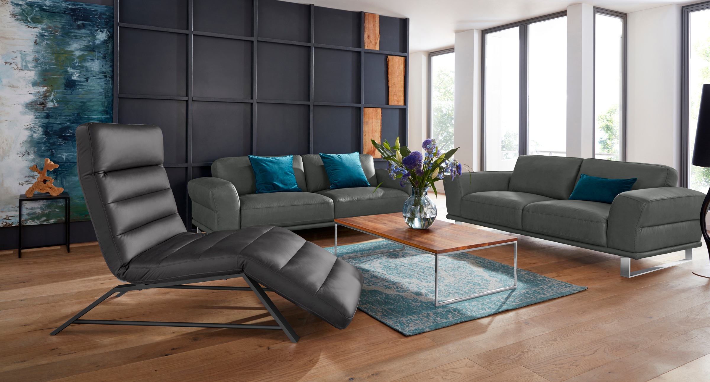 W.SCHILLIG 2,5-Sitzer »montanaa«, mit Metallkufen in Chrom glänzend, Breite 212 cm