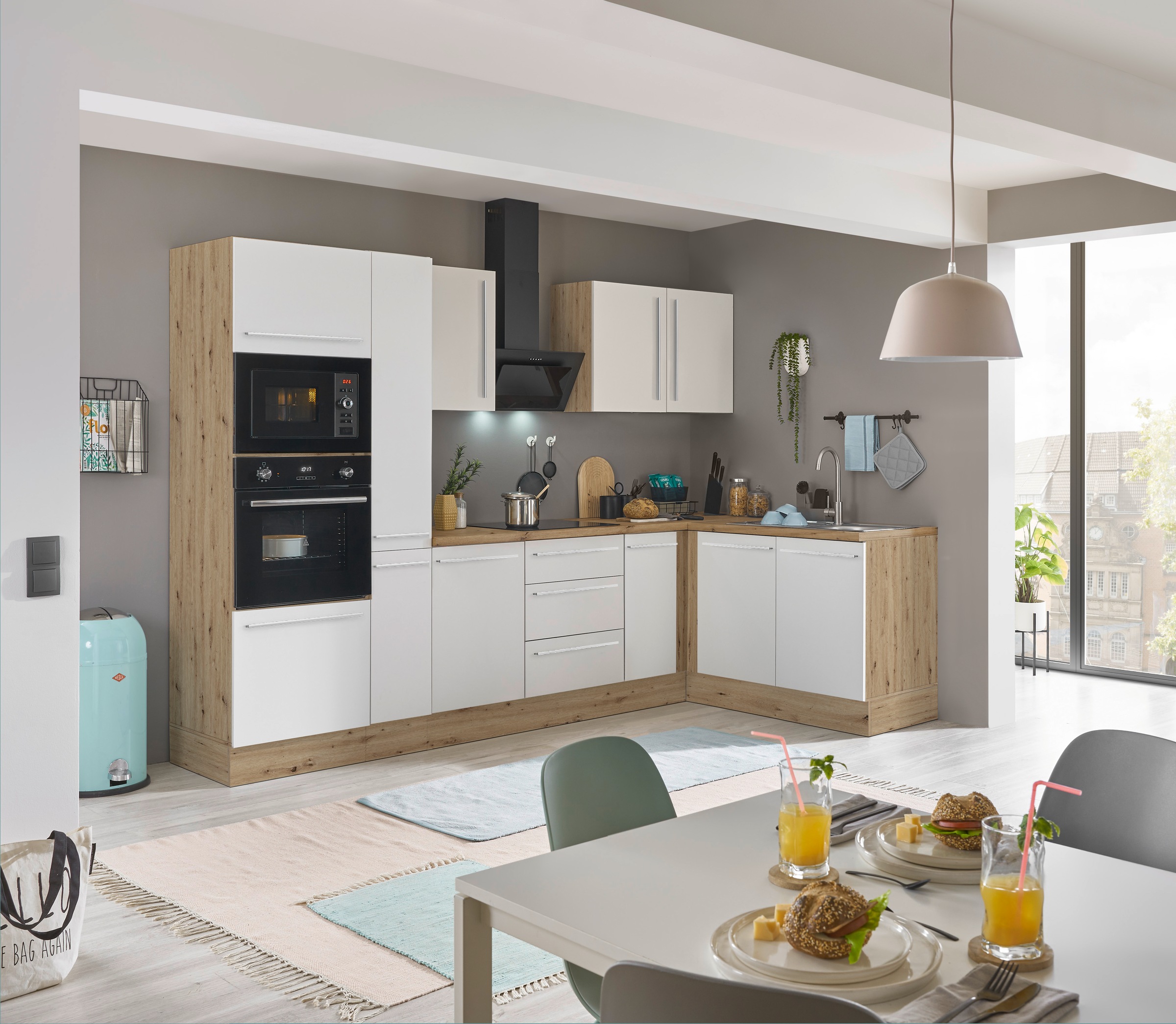 KOCHSTATION Winkelküche »Florida, Stellbreite 300x165 cm«, wahlweise mit E-Geräten, mit Softclose für Türen und Schubkästen