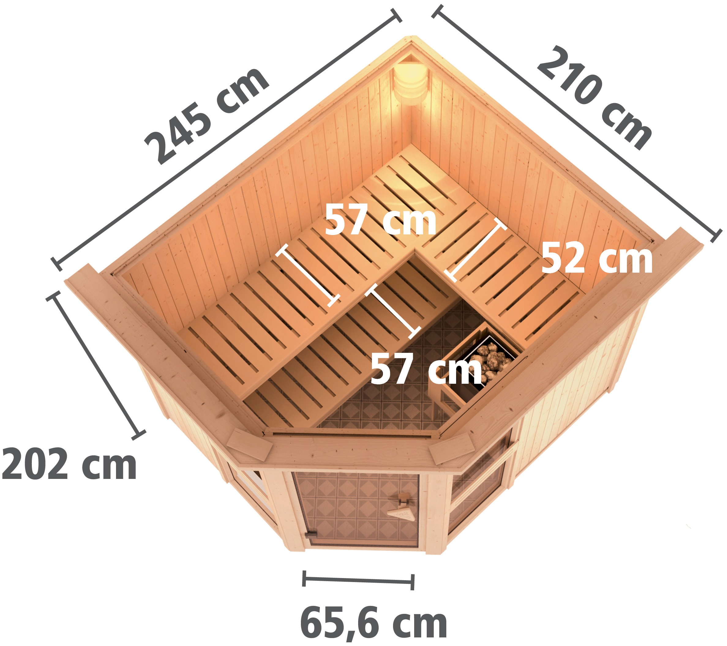 Karibu Sauna »Aline 3«, 9-kW-Ofen mit integrierter Steuerung