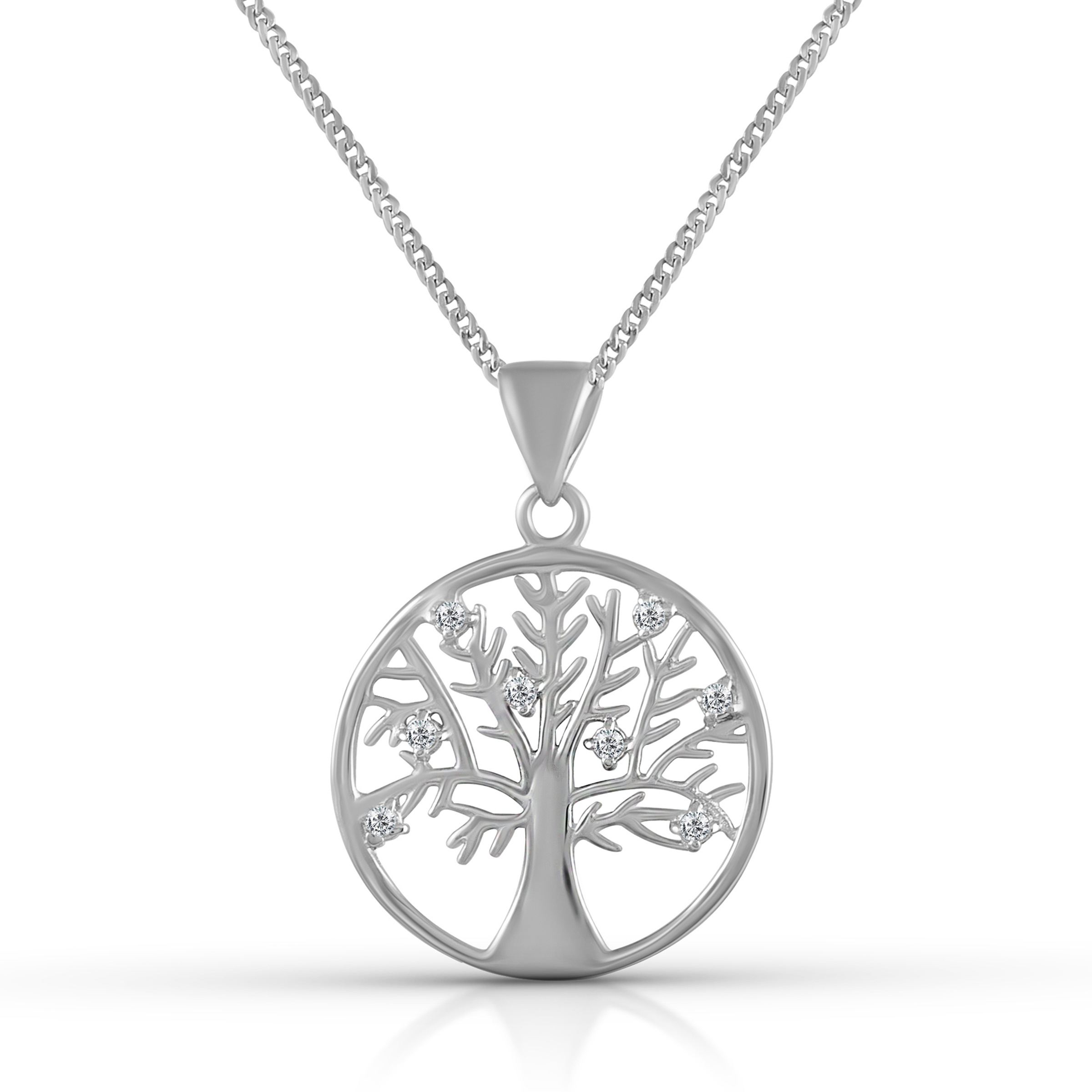 Kette mit Anhänger „925 Sterling Silber Lebensbaum“ weiß 40+5cm