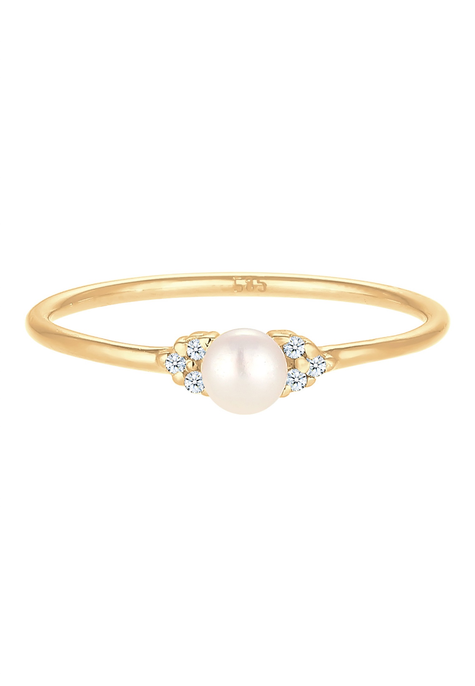 Elli DIAMONDS Verlobungsring »Verlobung Perle Diamant (0.03 ct.) 585 Gelbgold«
