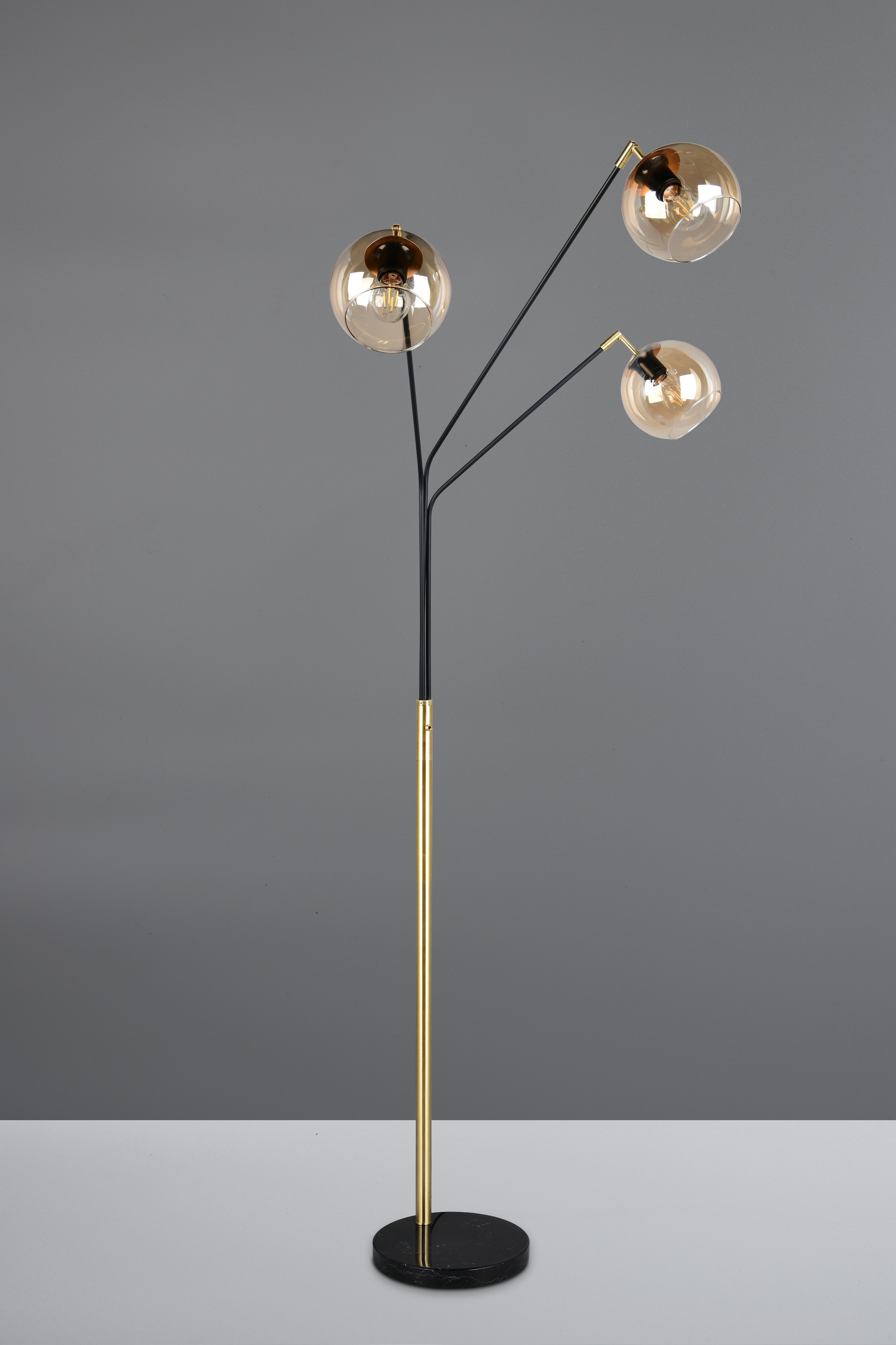 TRIO Leuchten Stehlampe »PAXTON, dreiflammige Stehleuchte, Glas Lampenschirme, Arme verstellbar«, 3 flammig, Leuchtmittel E27 | Leuchtmittel wechselbar, exkl. 3x E27 max 10W, Höhe 200cm Breite 67cm, Kippschalter, 2m Kabel