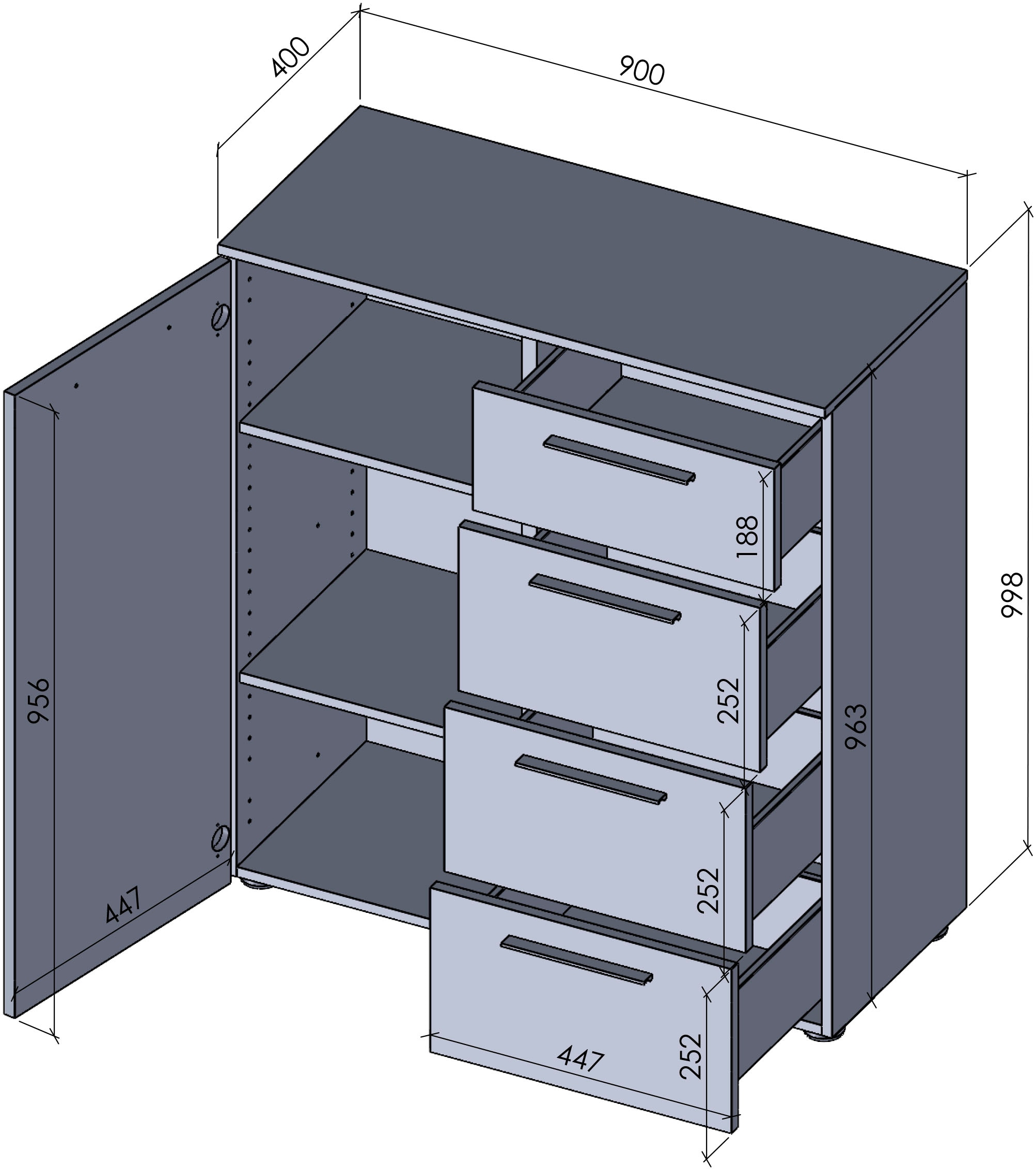 Manjana Möbel Kommode »Kommode mit Schwarz matten Metallgriffen in verschiedenen Ausführungen«