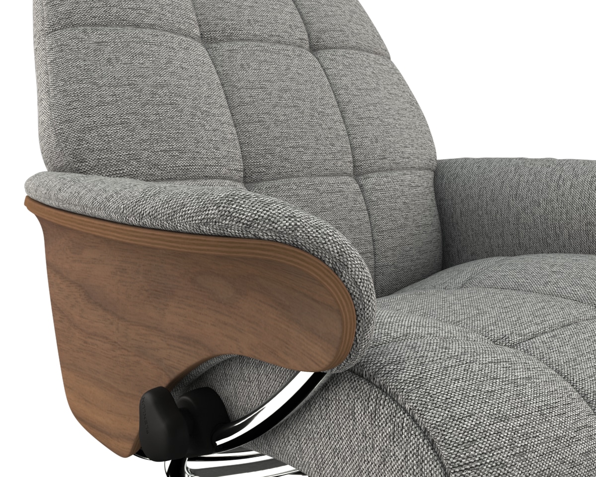 FLEXLUX Relaxsessel »Skagen Funktionsessel, Polstersessel, Armlehne, TV-Fernsehsessel«, Rücken- und Kopfteilverstellung, Fuß Alu, Armlehne Eiche, Drehbar