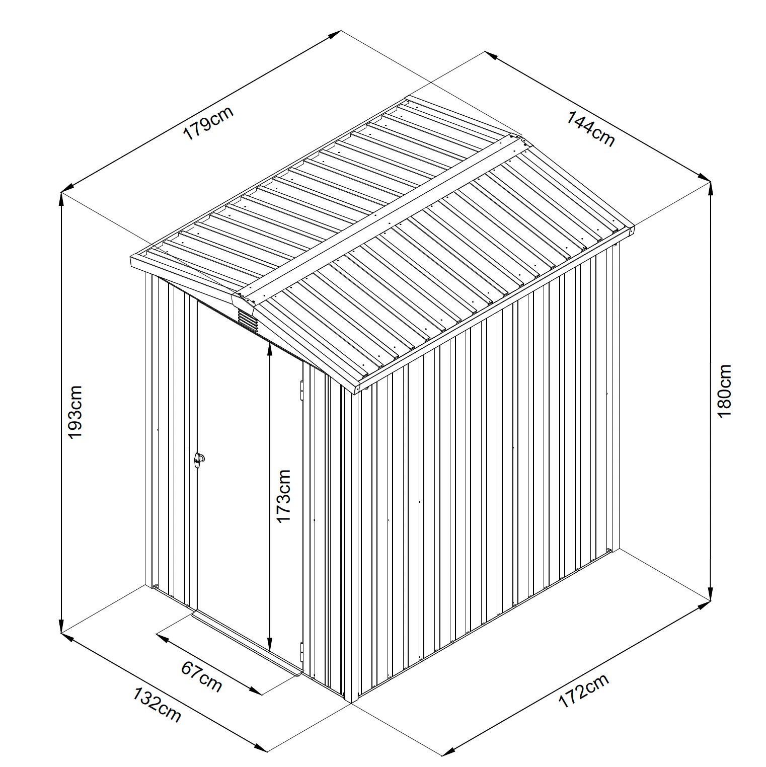 GARDEN 'N' MORE Gerätehaus »Pultdachhaus Basic plus« einfacher Aufbau, Langlebig, abschließbar, inkl. Regenrinne