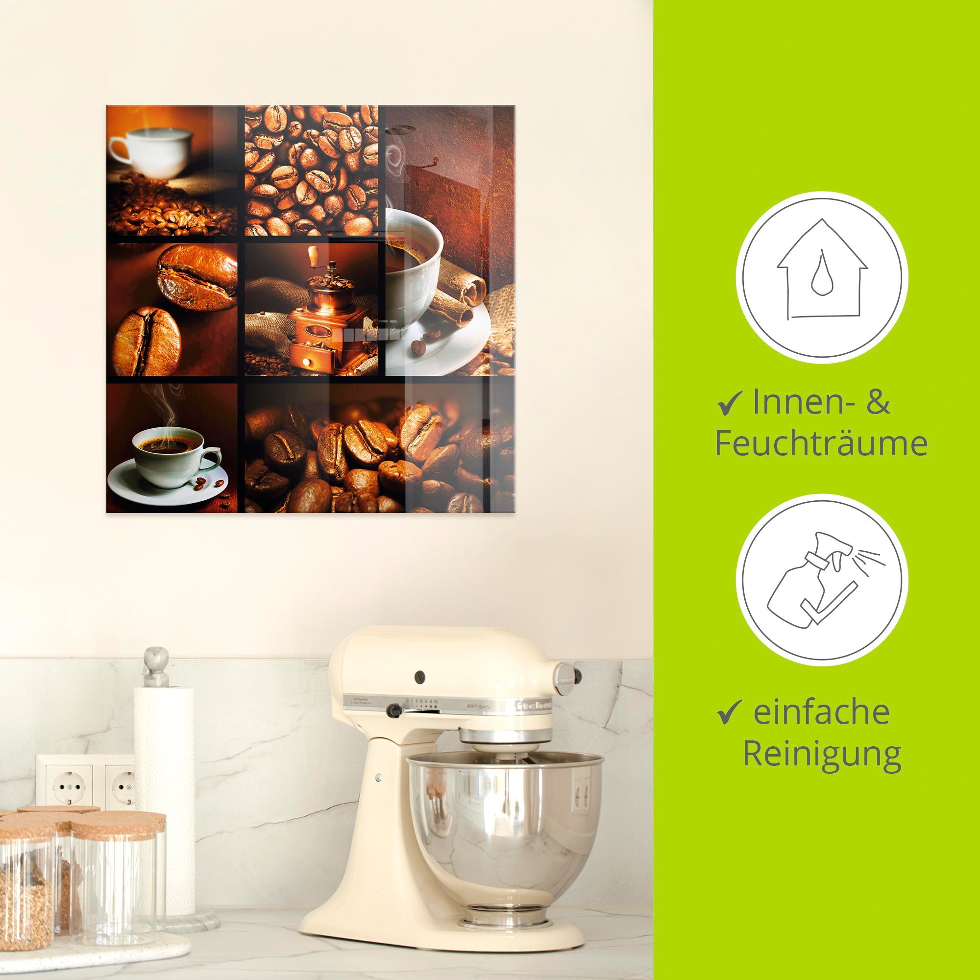 Artland Glasbild »Kaffee Collage«, Getränke, (1 St.), in verschiedenen Größen