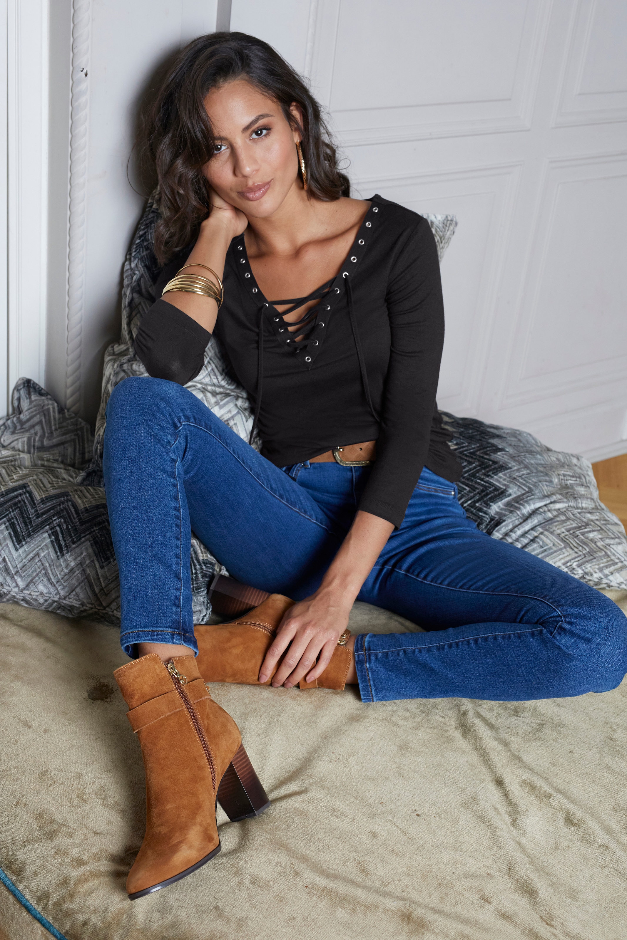 Laura Scott 3/4-Arm-Shirt, sehr figurbetont, elastisches Material