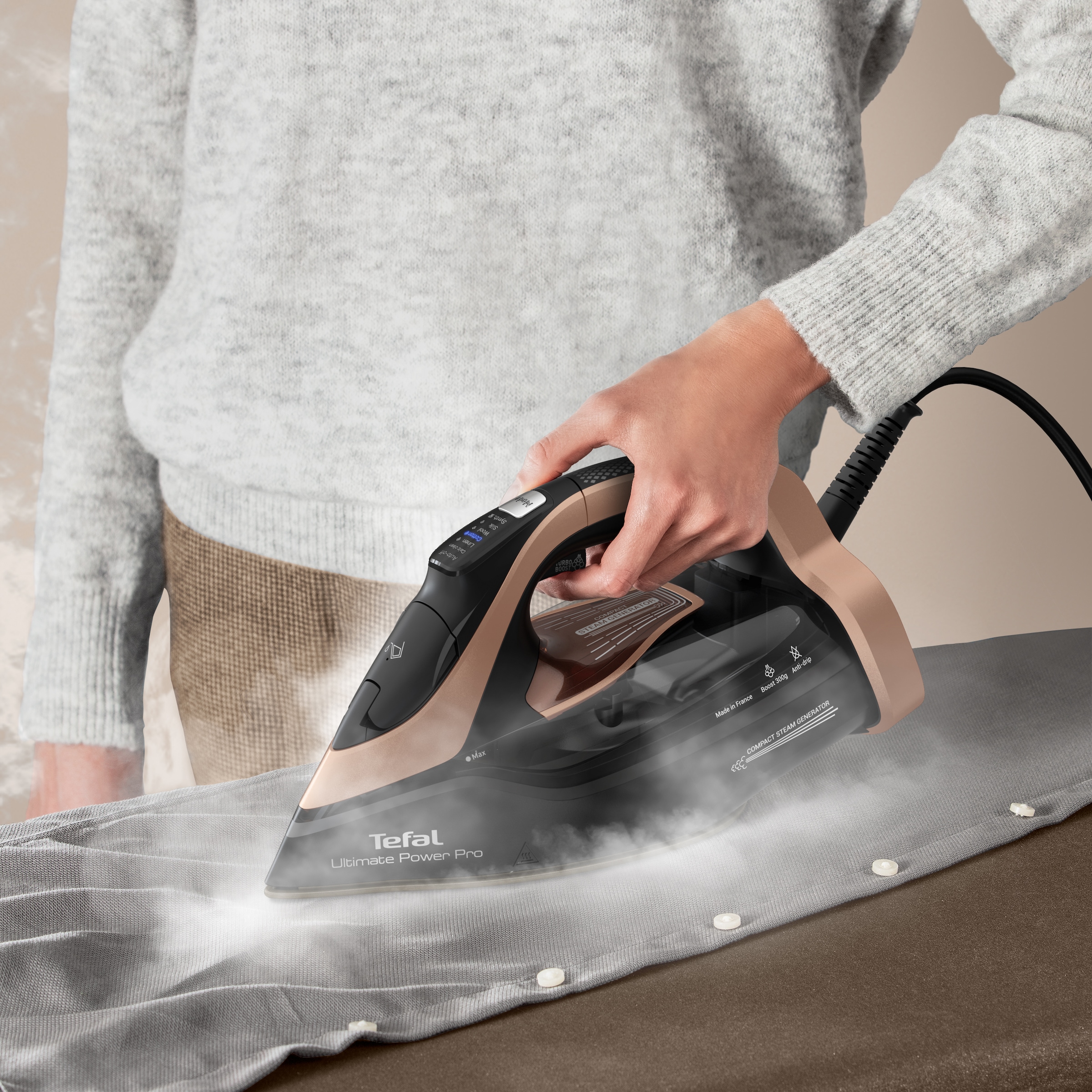 Tefal Dampfbügeleisen »FV9E50 Ultimate Power Pro«, 3200 W, 85 g/Min. kontin. Dampfabgabe, 300 g/Min. Dampfstoß, selbstreinigend