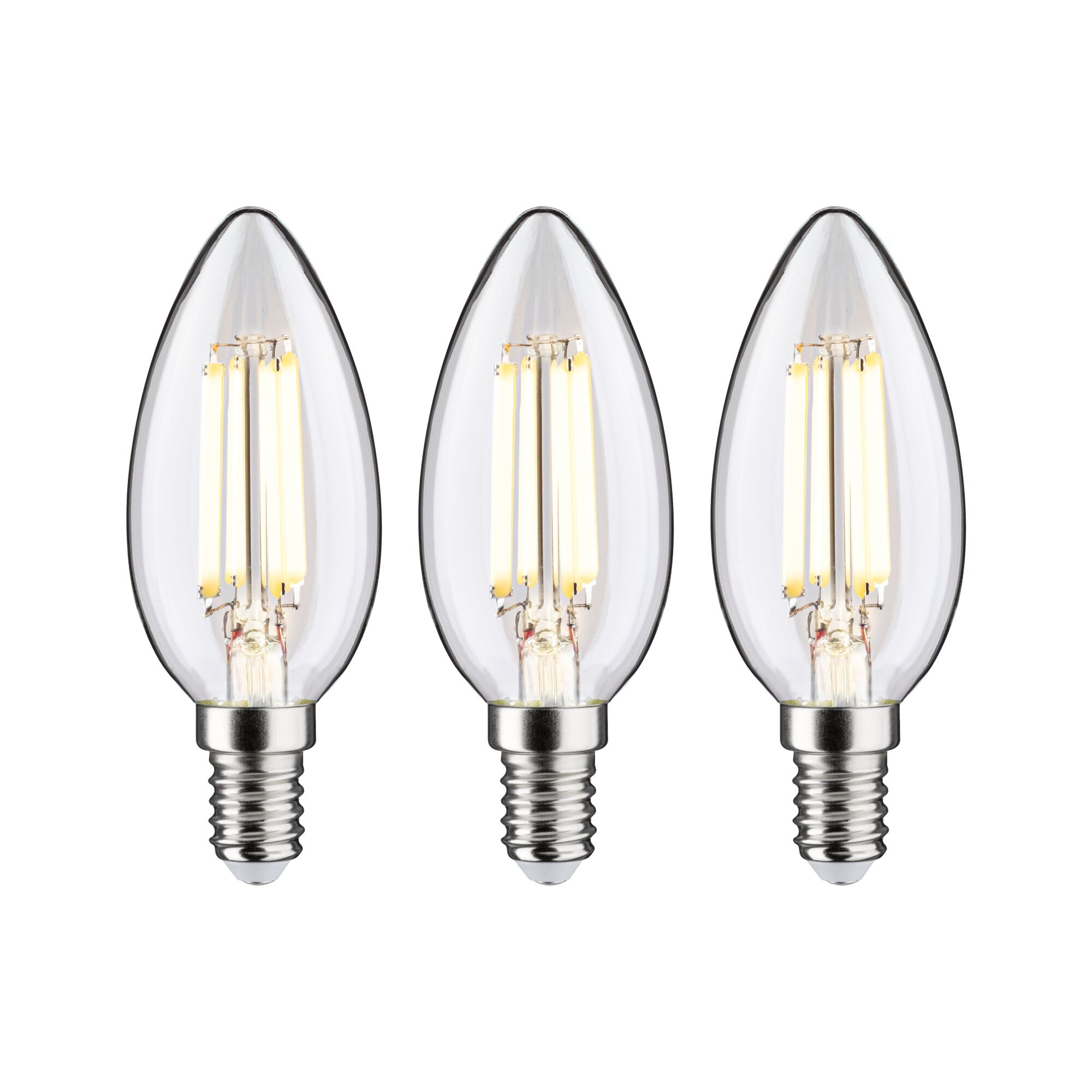Paulmann LED-Leuchtmittel »Eco-Line Filament 230V LED Kerze E14 3er-Pack 525lm 2,5W 3000K Klar«, E14, 3 St., Warmweiß
