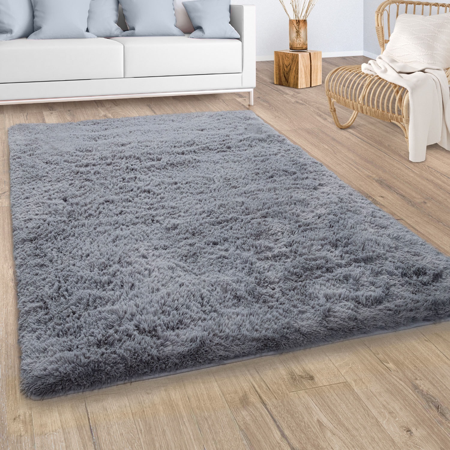 Paco Home Hochflor-Teppich »Silky besonders 591«, weich kuschelig online Uni-Farben, und bestellen rechteckig