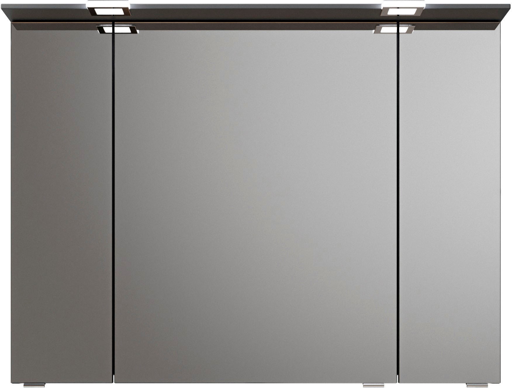 Saphir Badmöbel-Set »Serie 6025 2-teilig Mineralmarmor-Waschtisch mit LED-Spiegelschrank«, (2 St.), Waschplatz 97 cm breit, 2 Schubladen, 3 Spiegel-Türen, inkl Türdämpfer