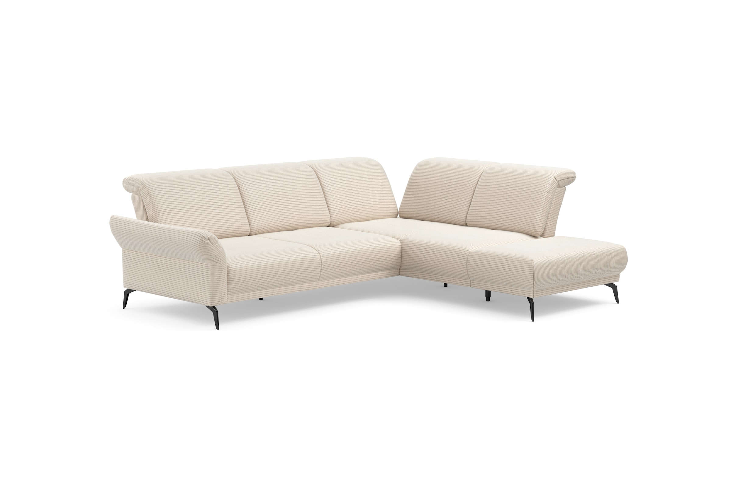 INOSIGN Ecksofa »Coco L-Form«, Sitztiefen-, Arm- und Kopfteilverstellung, Cord-Bezug, Fußhöhe 15 cm