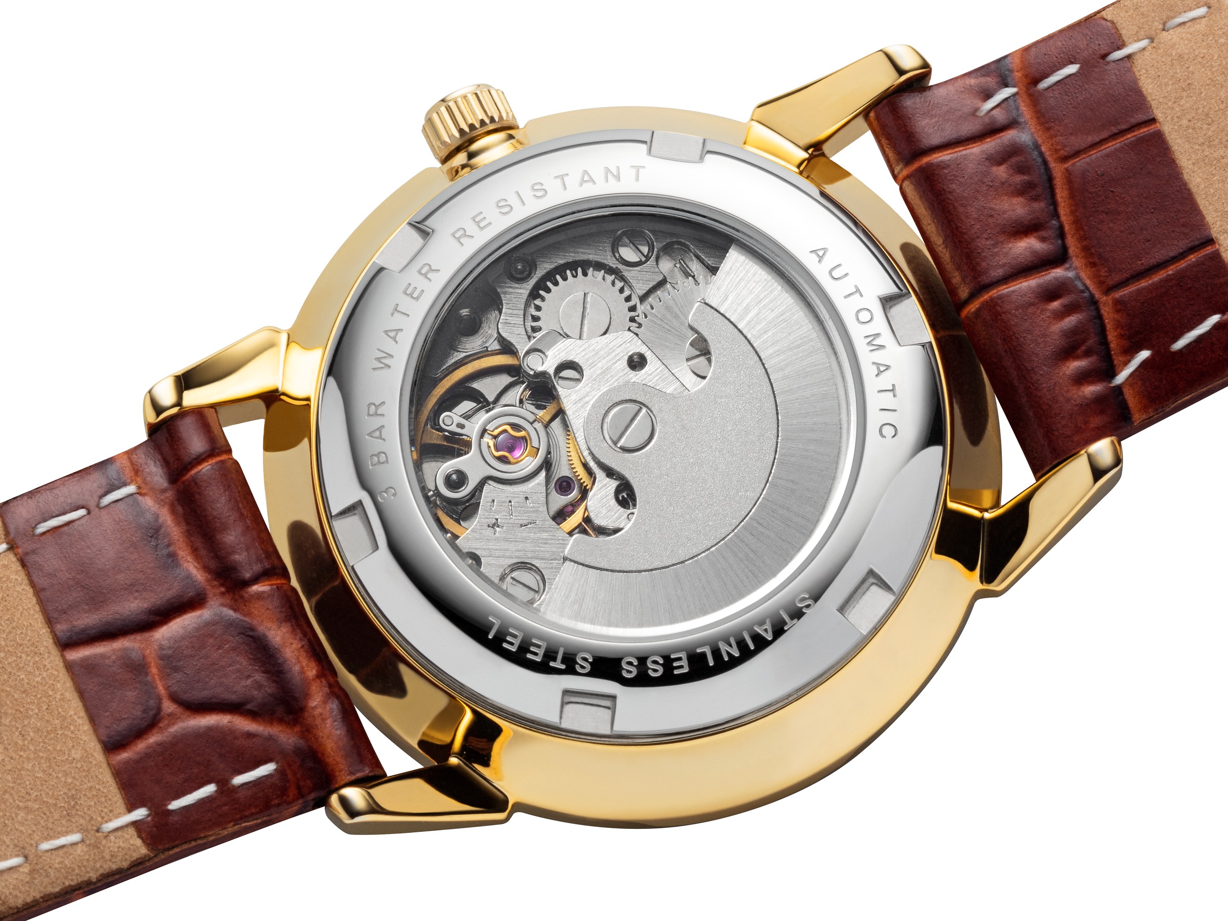 Regent Automatikuhr Armbanduhr, Damenuhr, Made in Germany, Mechanische Uhr, Lederarmband