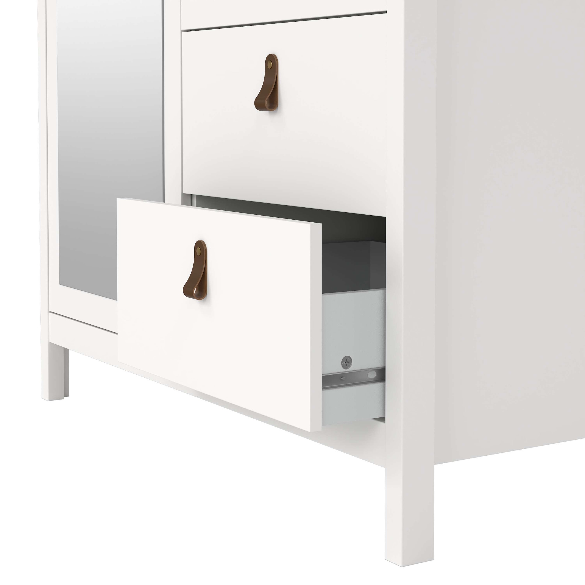 Home affaire Drehtürenschrank »Madrid, Schrank, Kleiderschrank« Skandinavisches Design, Wahlweise Leder- oder Metallgriffe, Spiegel