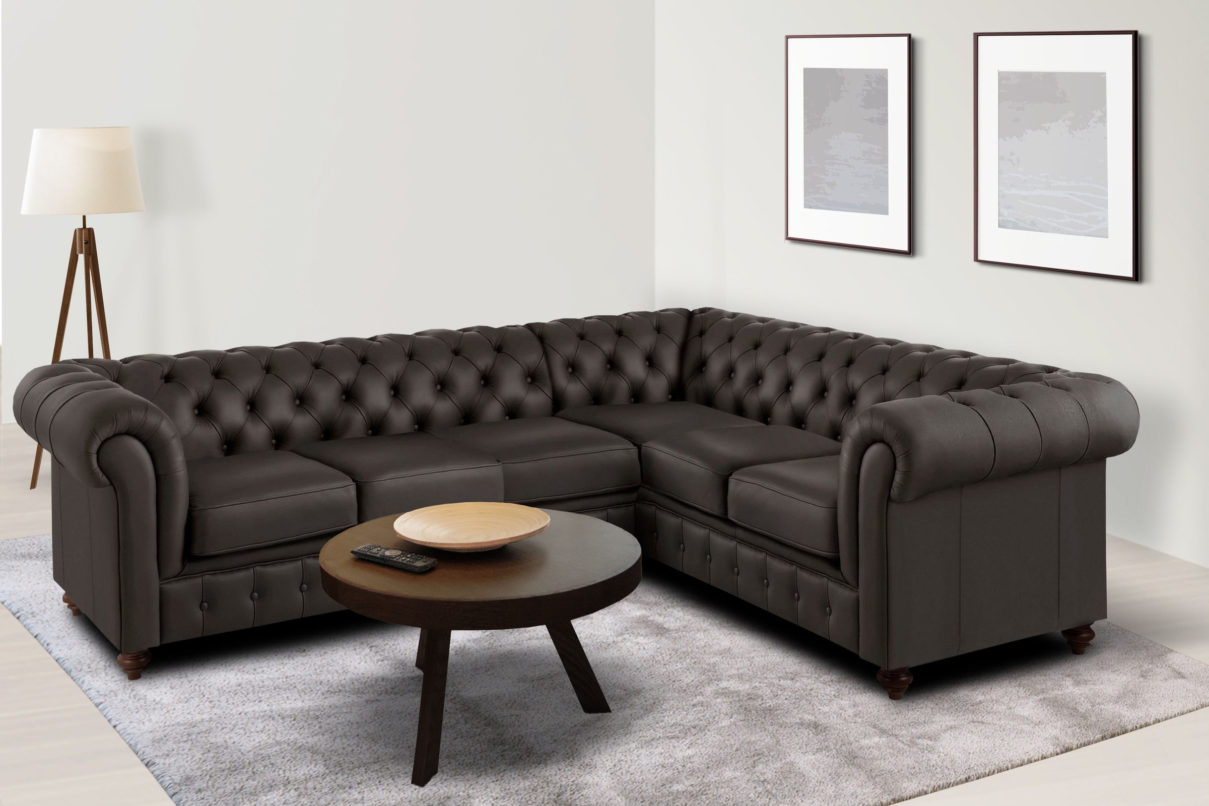 Home affaire Chesterfield-Sofa »Chesterfield Ecksofa, auch in Leder L-Form« günstig online kaufen