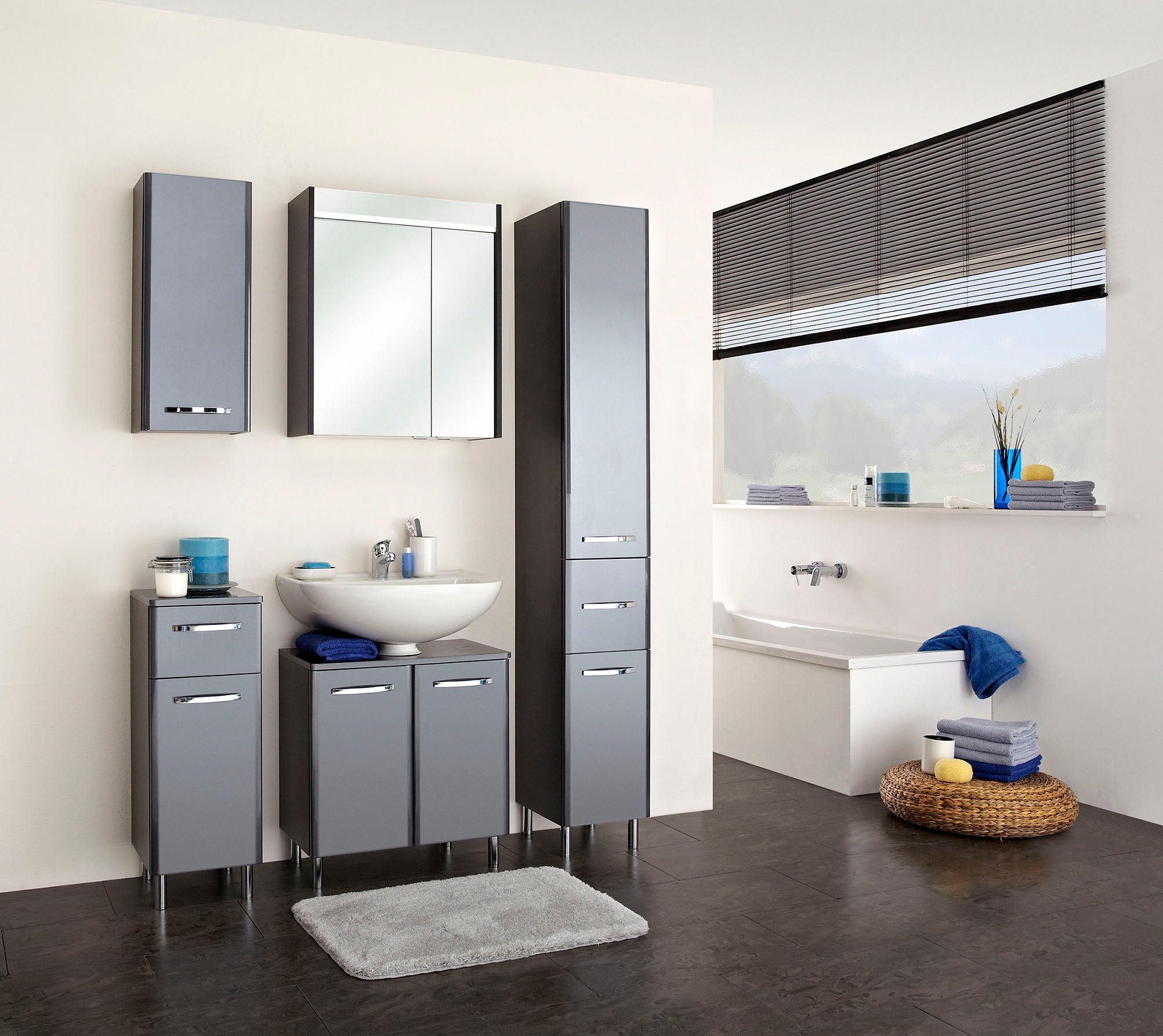 Saphir Hängeschrank »Quickset 327 Wand-Badschrank 30 cm breit, 1 Tür, 2 Einlegeböden«, Badezimmer-Hängeschrank inkl. Türdämpfer, Griffe in Chrom Glanz