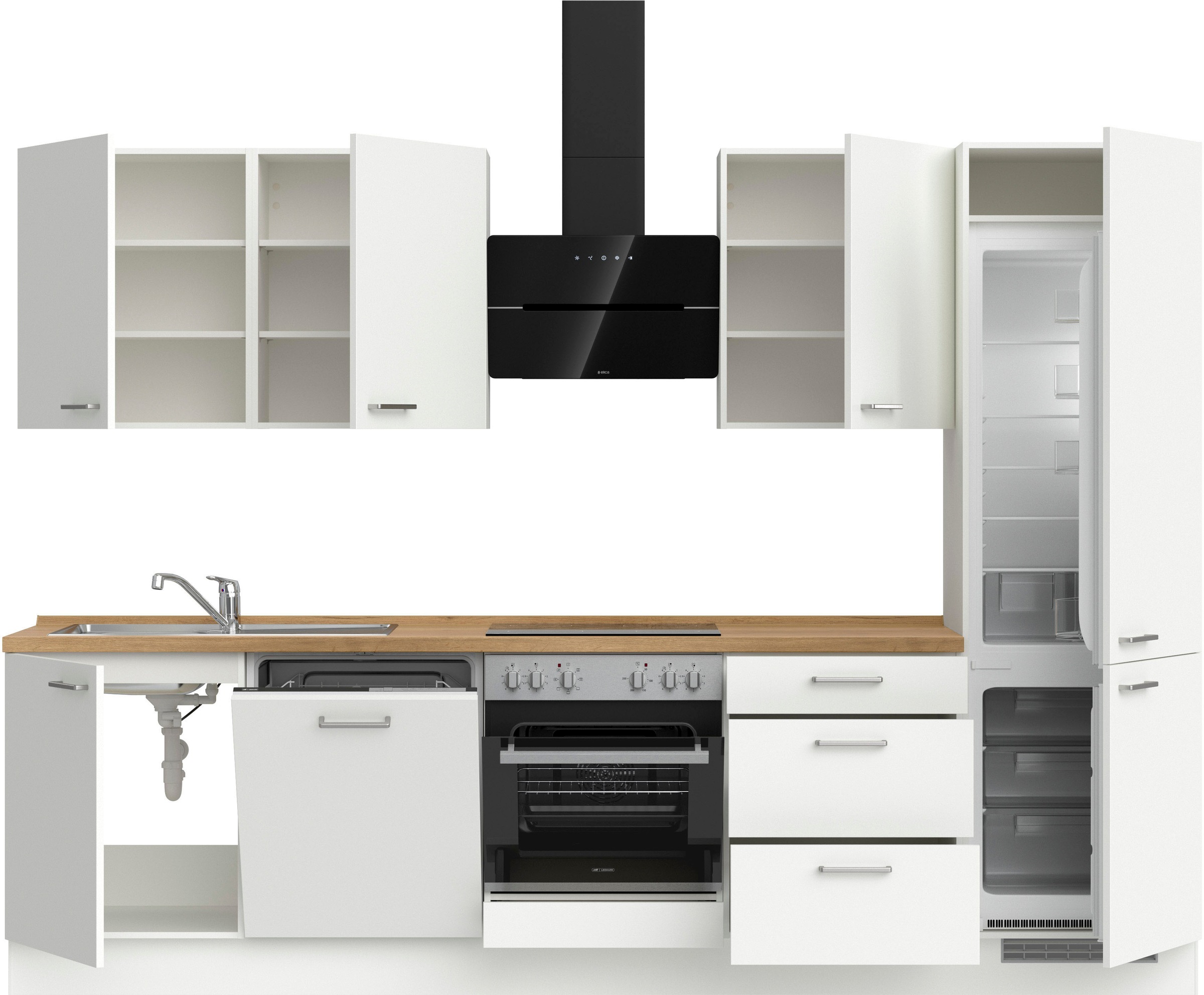 nobilia® Küchenzeile »"Touch II"«, vormontiert, Ausrichtung wählbar, Breite 300 cm, wahlw. mit E-Geräten