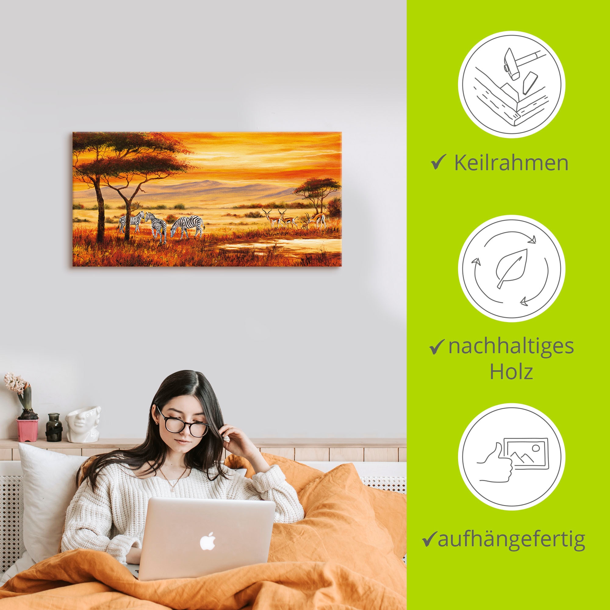 Artland Wandbild »Afrikanische Landschaft I«, Afrika, (1 St.), als Leinwandbild, Poster, Wandaufkleber in verschied. Größen