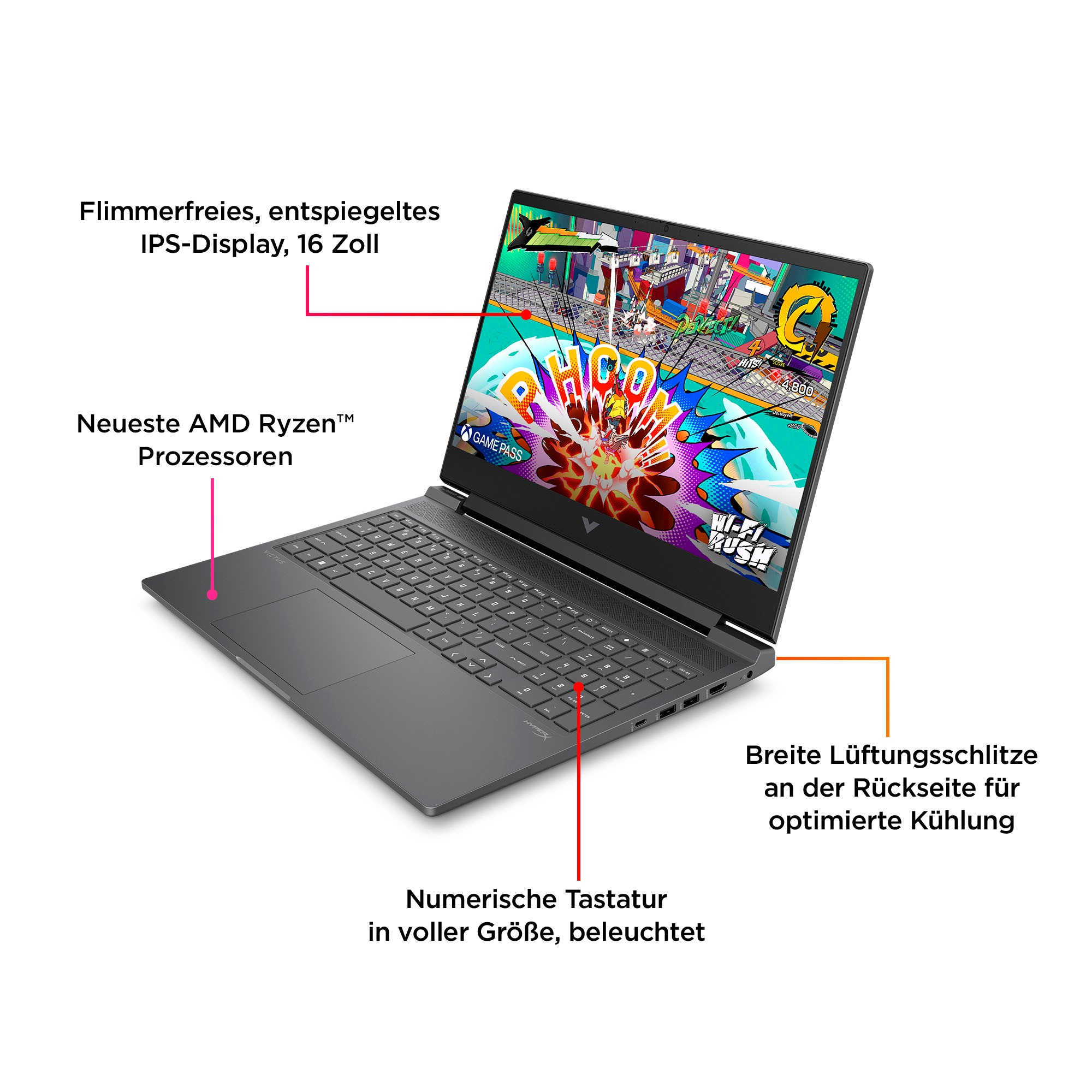 HP Gaming-Notebook »VICTUS 16-s1076ng«, 40,9 cm, / 16,1 Zoll, AMD, Ryzen 7, GeForce® RTX 4060, 1000 GB SSD