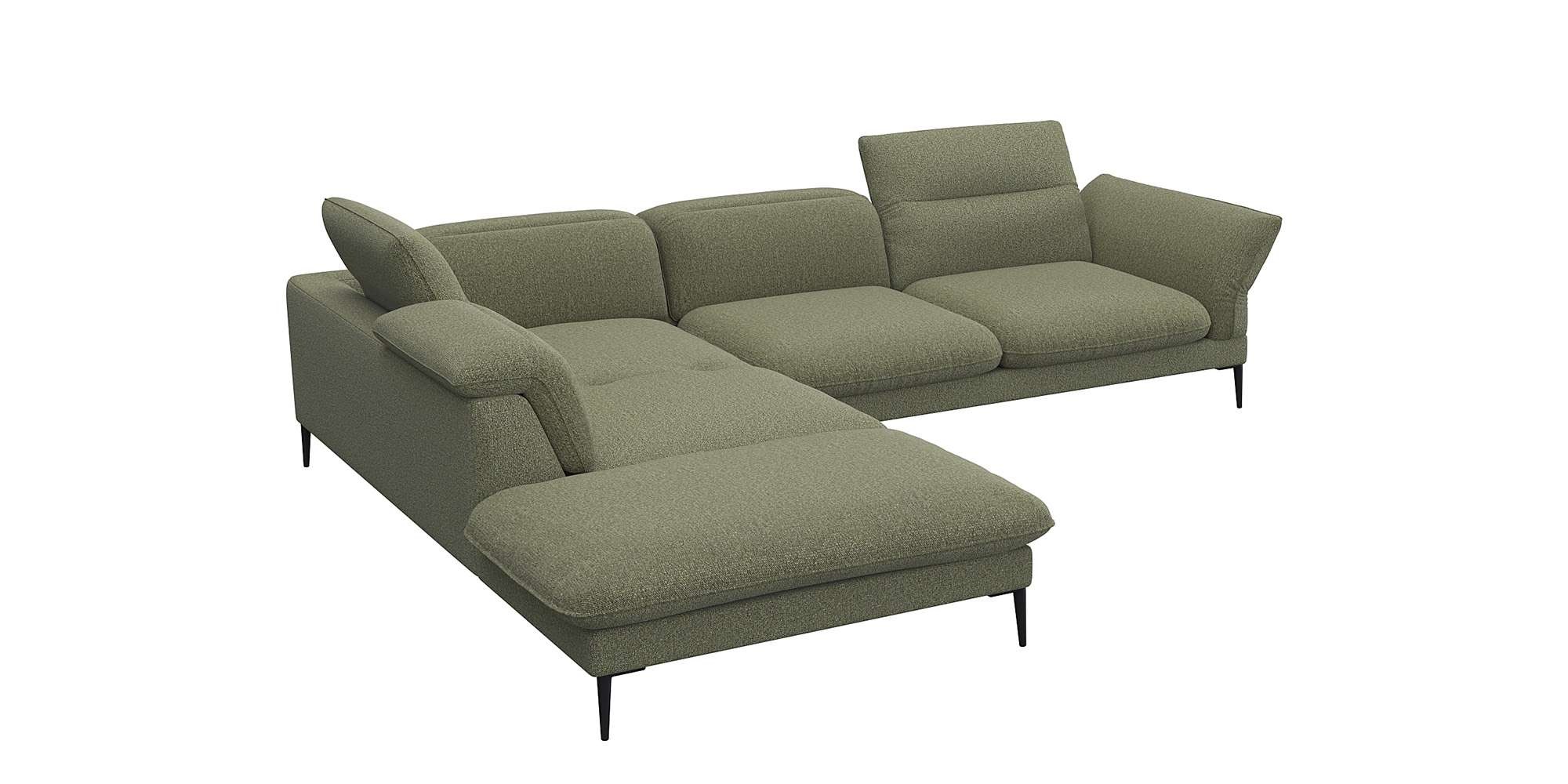 FLEXLUX Ecksofa »Salino, Funktionssofa mit Ottomane, Relaxsofa, Ecksofa«, Sofa mit Arm- und Kopfteil-Verstellungen, Kaltschaum & Stahl-Wellen