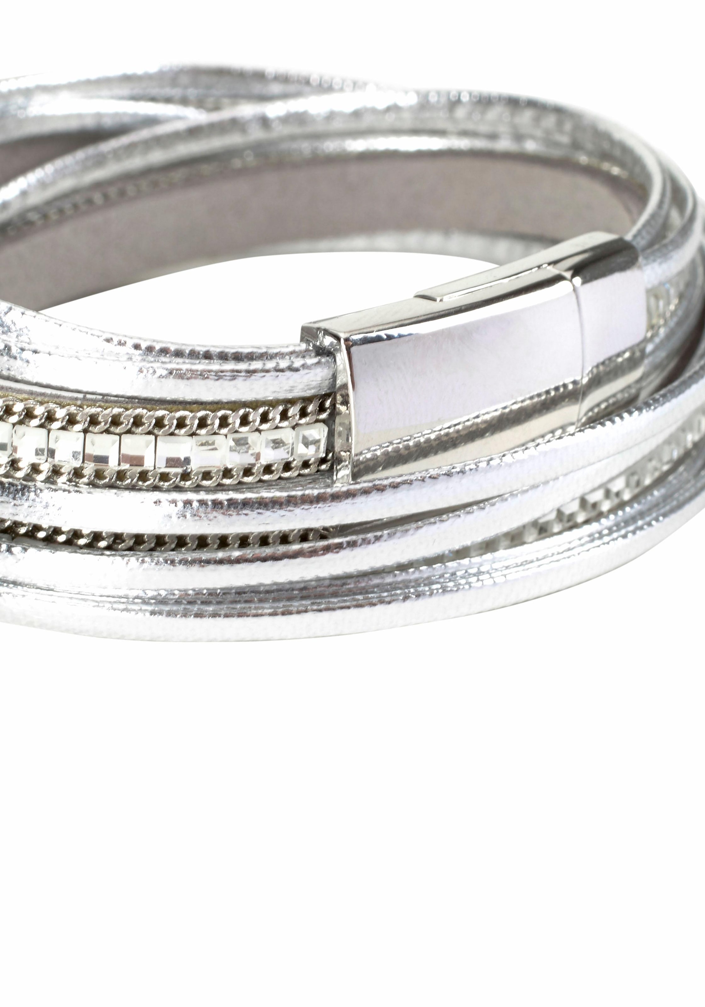 Firetti Wickelarmband »im Metallic Look«, mit Glasstein