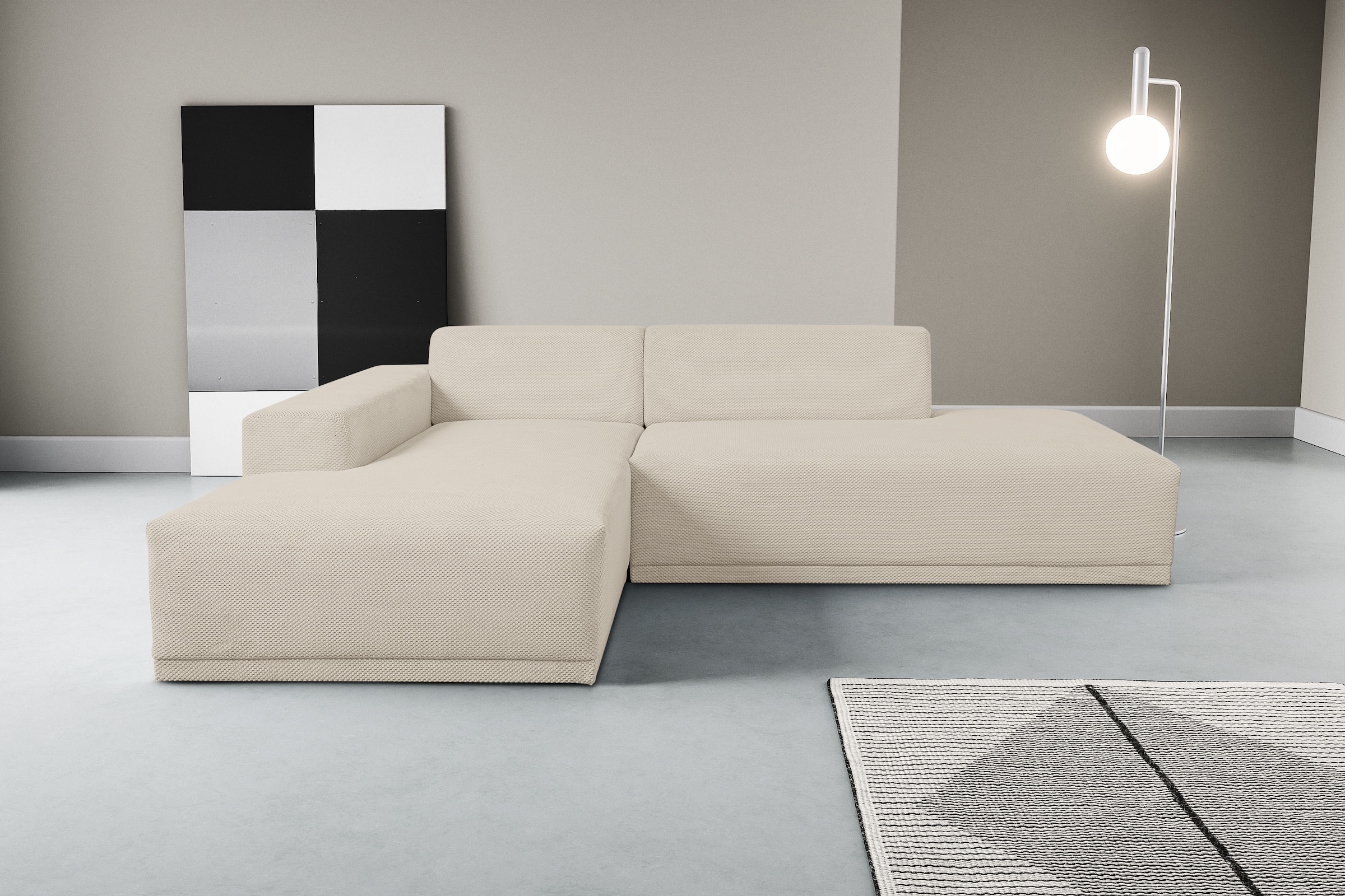 WERK2 Ecksofa »Apollo, hoher Sitzkomfort, aktuelles Design, Breite 264cm, L günstig online kaufen