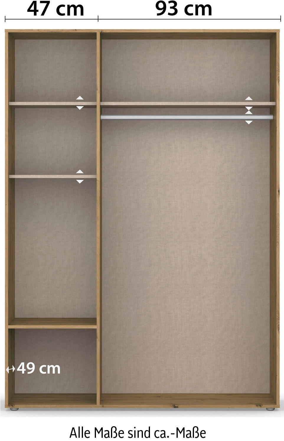 rauch Drehtürenschrank »Kleiderschrank Schrank Garderobe Wäscheschrank VOYAGER«, (in 3 verschiedenen Ausstattungen BASIC/CLASSIC/PREMIUM), moderne Griffe in Graumetallic mit Außenschubkästen MADE IN GERMANY