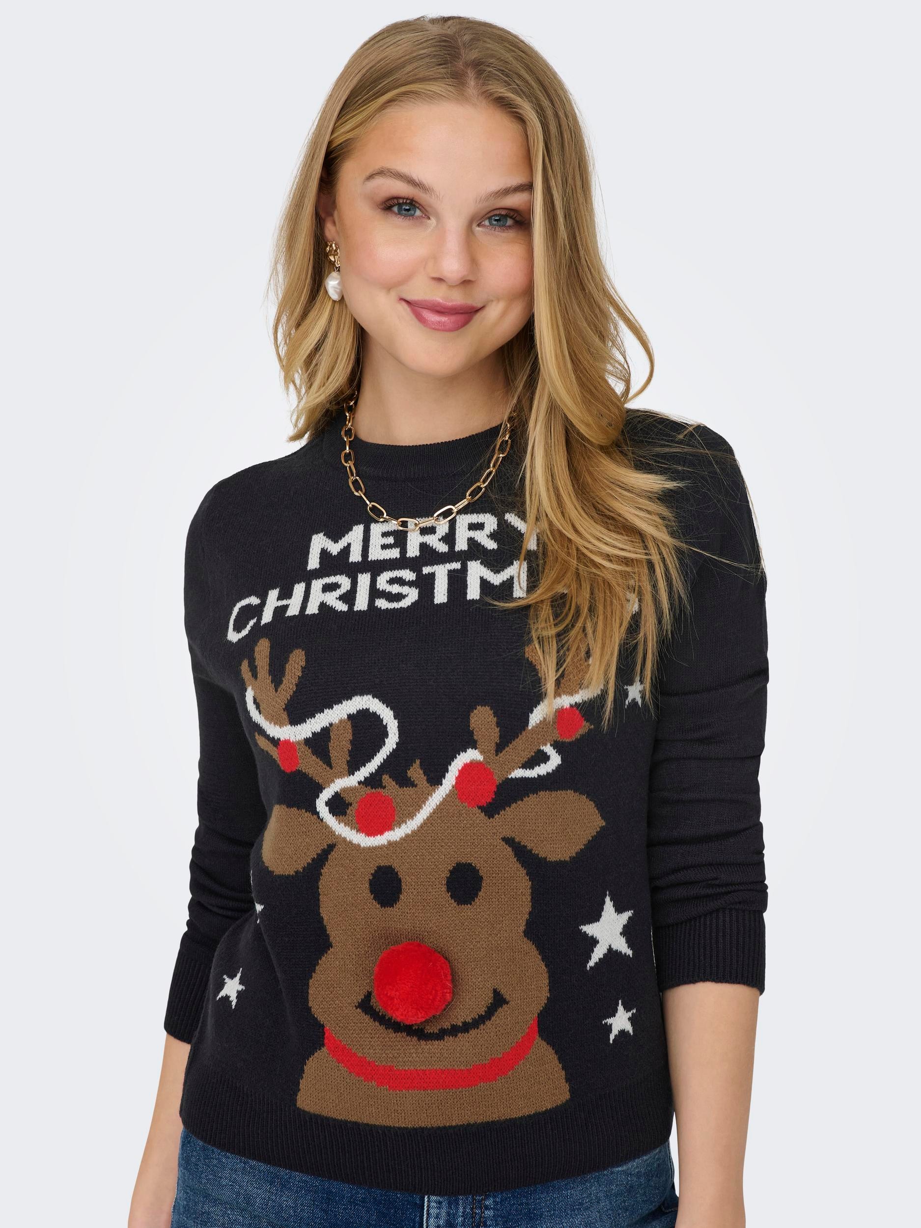 ONLY Weihnachtspullover »ONLXMAS DEER LS O-NECK BOX KNT«