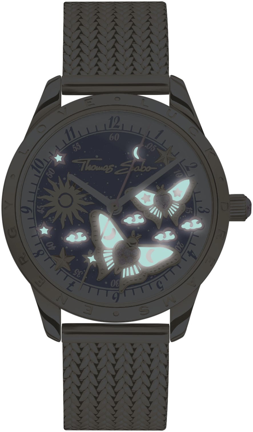 THOMAS SABO Quarzuhr »MAGIC GARDEN SPIRIT« Armbanduhr, Damen, Edelstahl, Zirkonia (synth.), Schmetterlinge