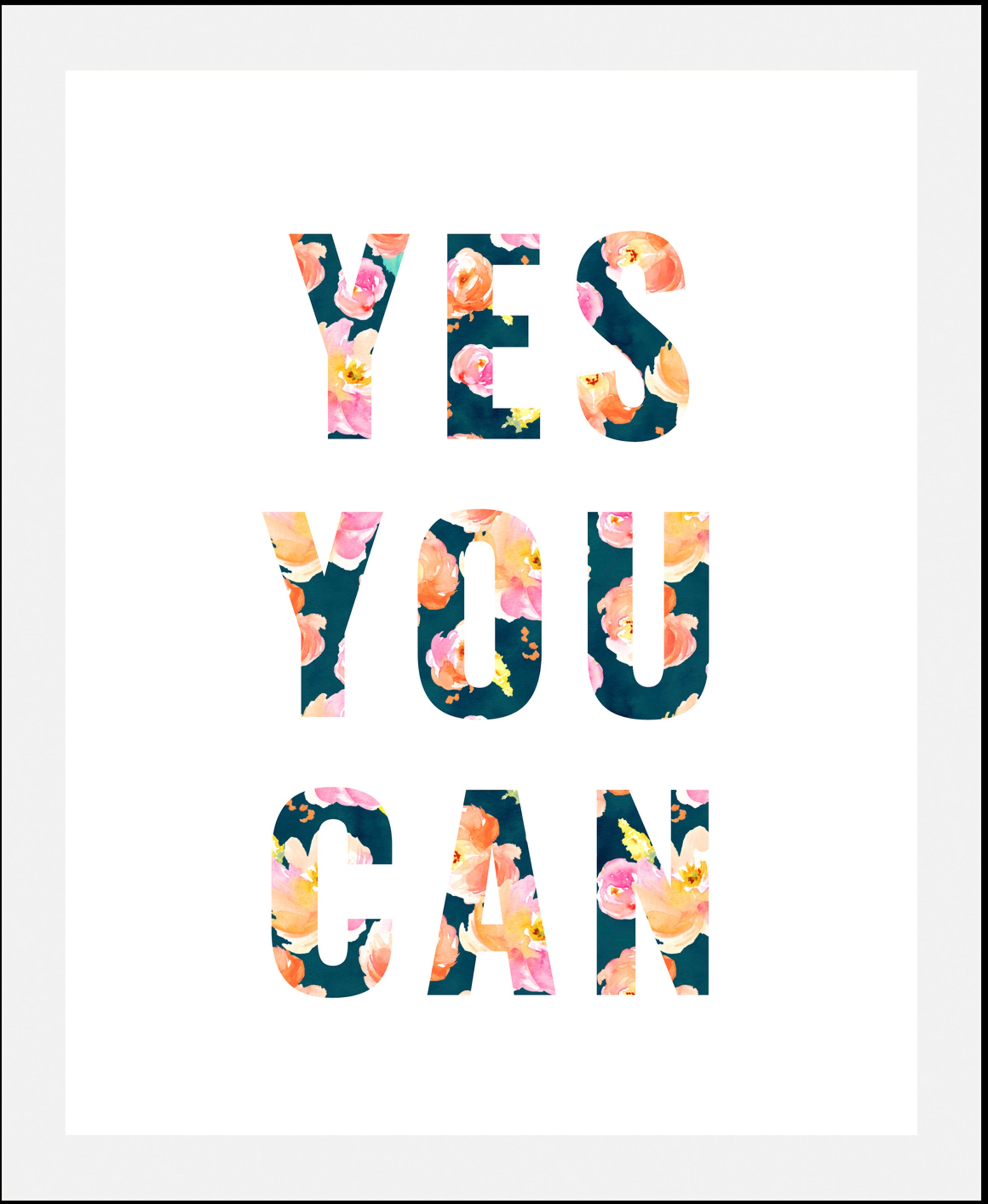 queence Bild »Yes you can«, (1 St.), HD Premium Poster-Druck inkl. Holzrahm günstig online kaufen
