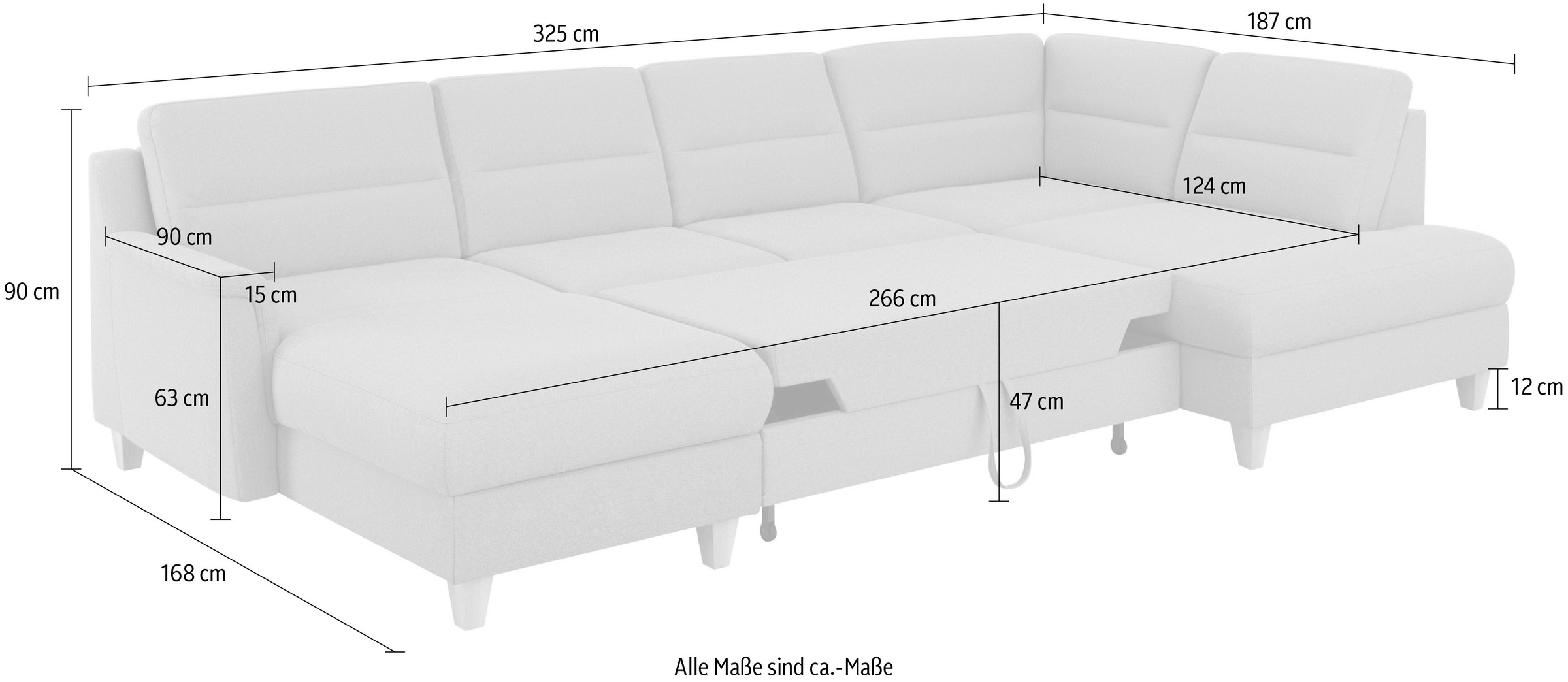 sit&more Wohnlandschaft »Farö U-Form«, inklusive Federkern, wahlweise mit Bettfunktion und Bettkasten