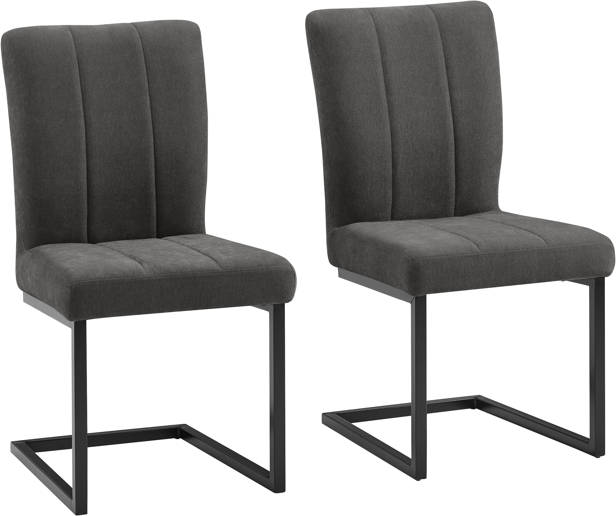 OTTO home Freischwinger »Hennia« (Set) 2 Stk.mit weichem Chenillebezug, Ziernähten, schwarzes Metallgestell