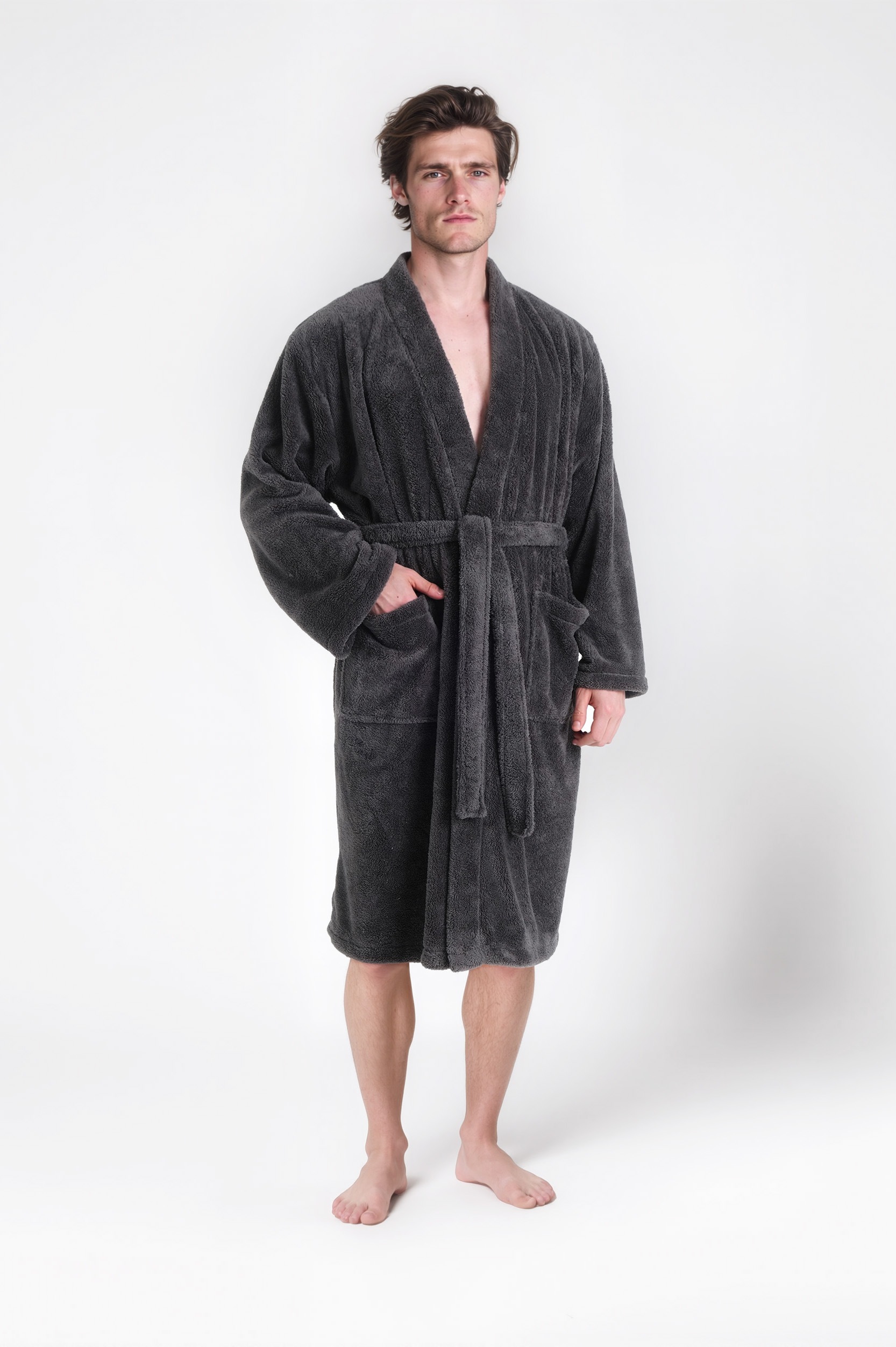 my home Unisex-Bademantel »Lillou Kimono, ideal für Sauna & Spa, Hotelbademantel, Morgenmantel«, (1 St.), kuschelig weicher Fleece, plüsch, für Damen und Herren, XS-3XL
