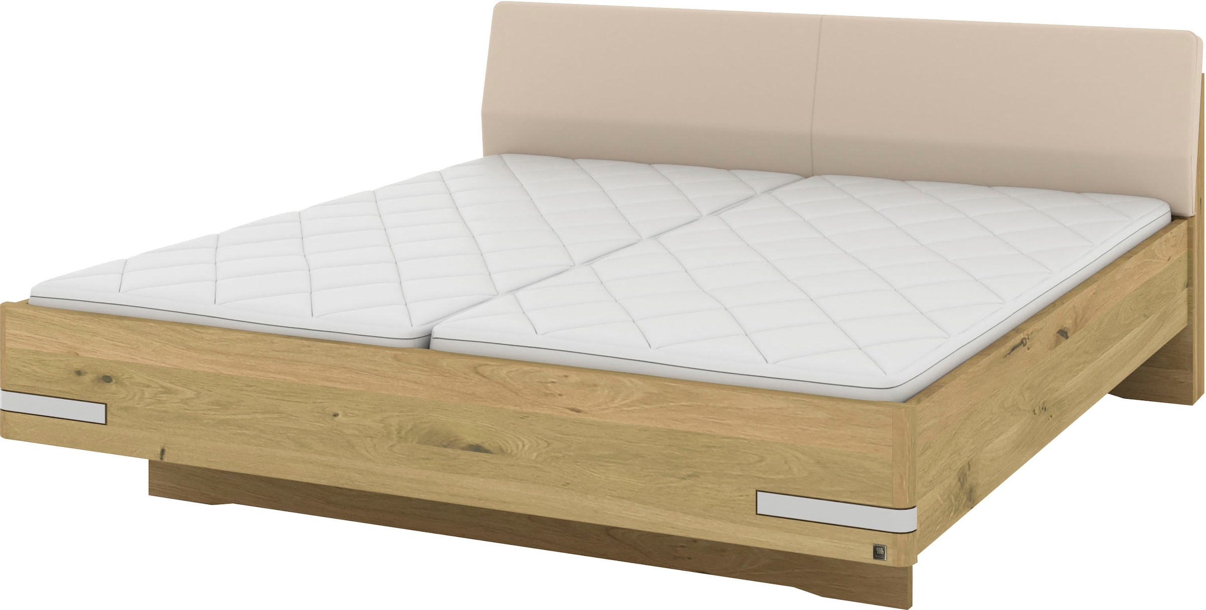 Musterring Holzbett »Savona«, (Belastbarkeit 220 Kg, 4-fache Liegehöhenverstellung, MADE IN GERMANY), Kopfteil Kunstleder Champagner, Details in Chrom, verschiedene Größen