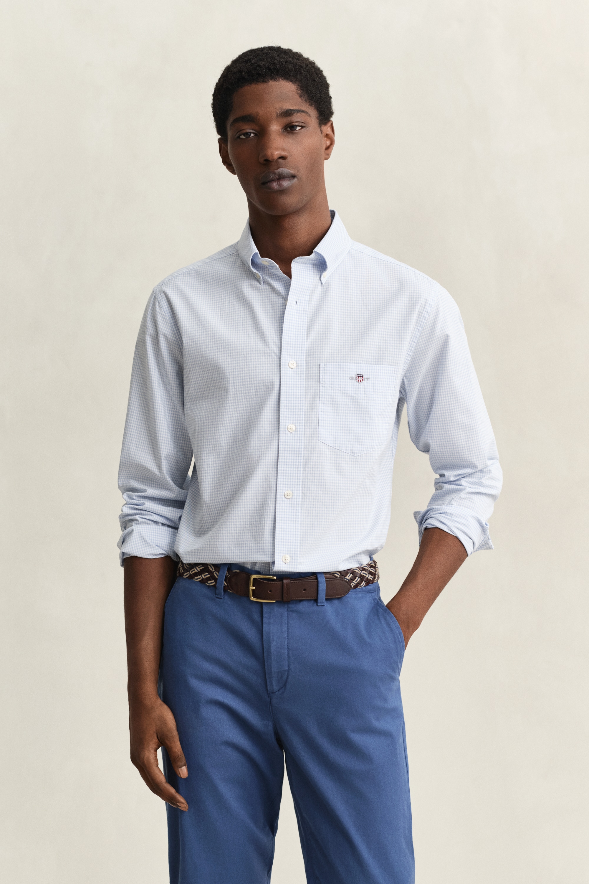 Gant Langarmhemd »REG CLASSIC POPLIN GINGHAM SHIRT« mit Logostickerei, Baumwoll-Popeline
