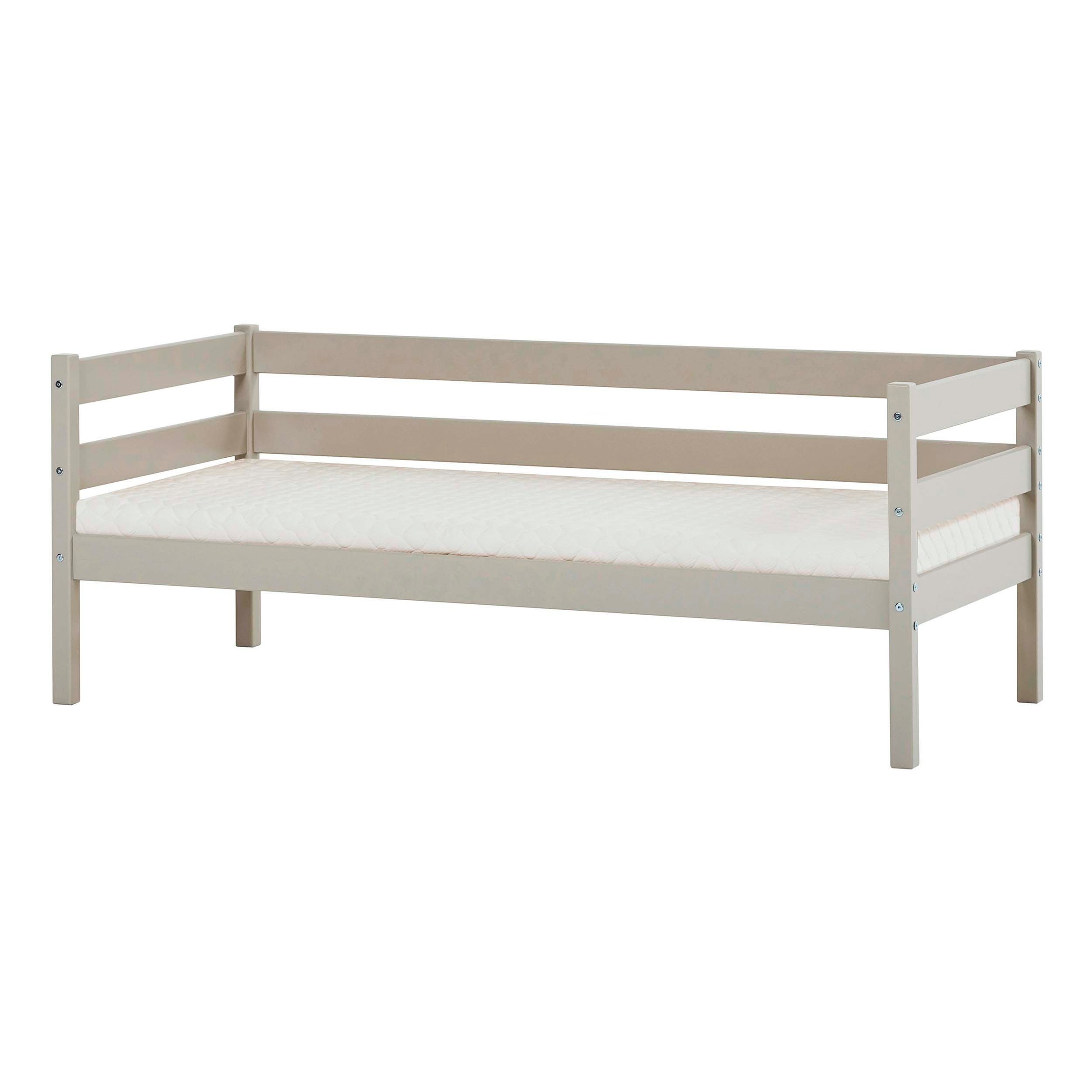 Einzelbett „ECO Comfort“, (Set), mit Rollrost in 8 Farben, wahlweise mit Matratze und Absturzsicherung, Dove Grey mit Kaltschaum-Matratze