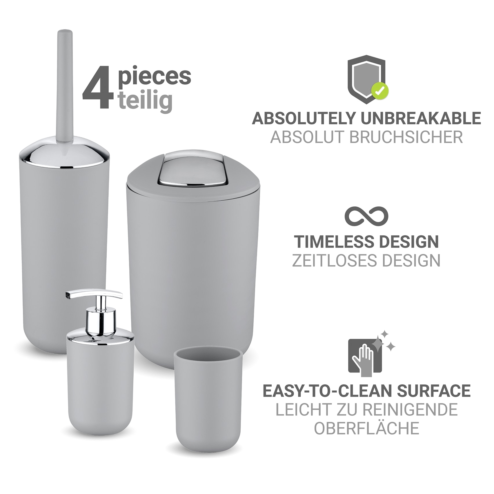 WENKO Badaccessoire-Set »Brasil« Seifenspender, Zahnputzbecher, WC-Garnitur & Kosmetikeimer