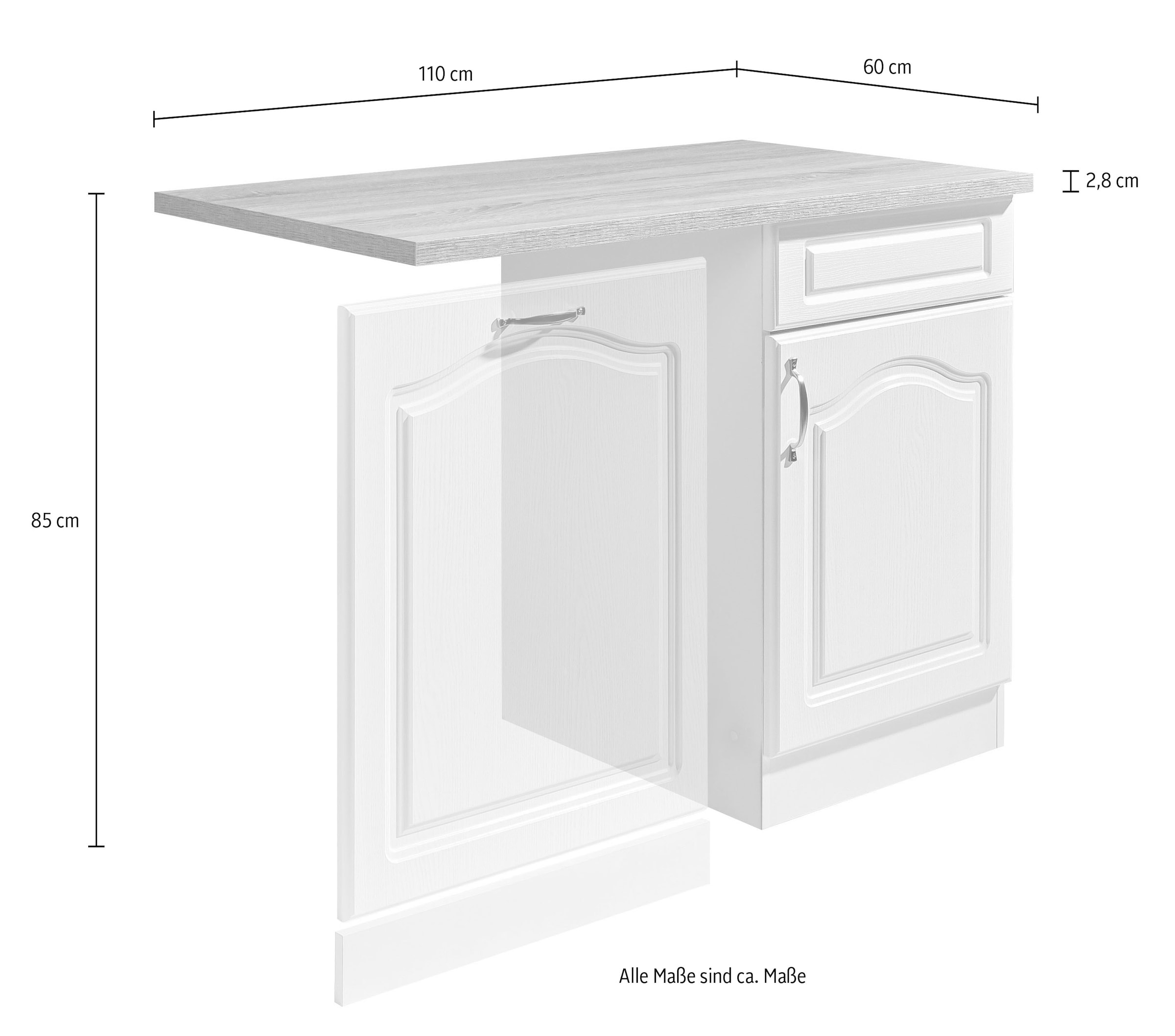 wiho Küchen Spülenschrank »Linz«, 110 cm breit, inkl. Tür/Sockel für Geschirrspüler, in Landhaus-Optik