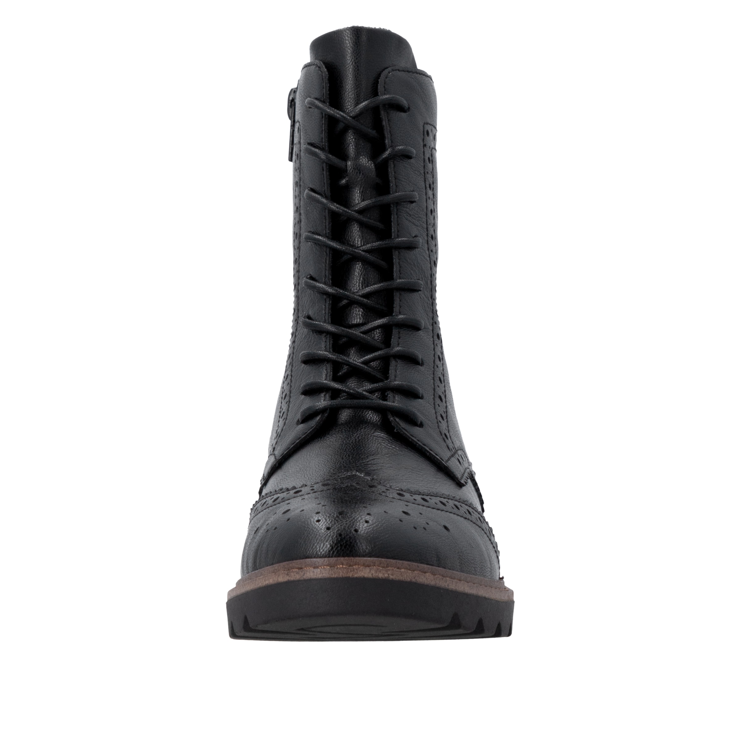 Remonte Schnürstiefelette  Blockabsatz, Schnürboots mit Ziernähten und Lyralochmuster