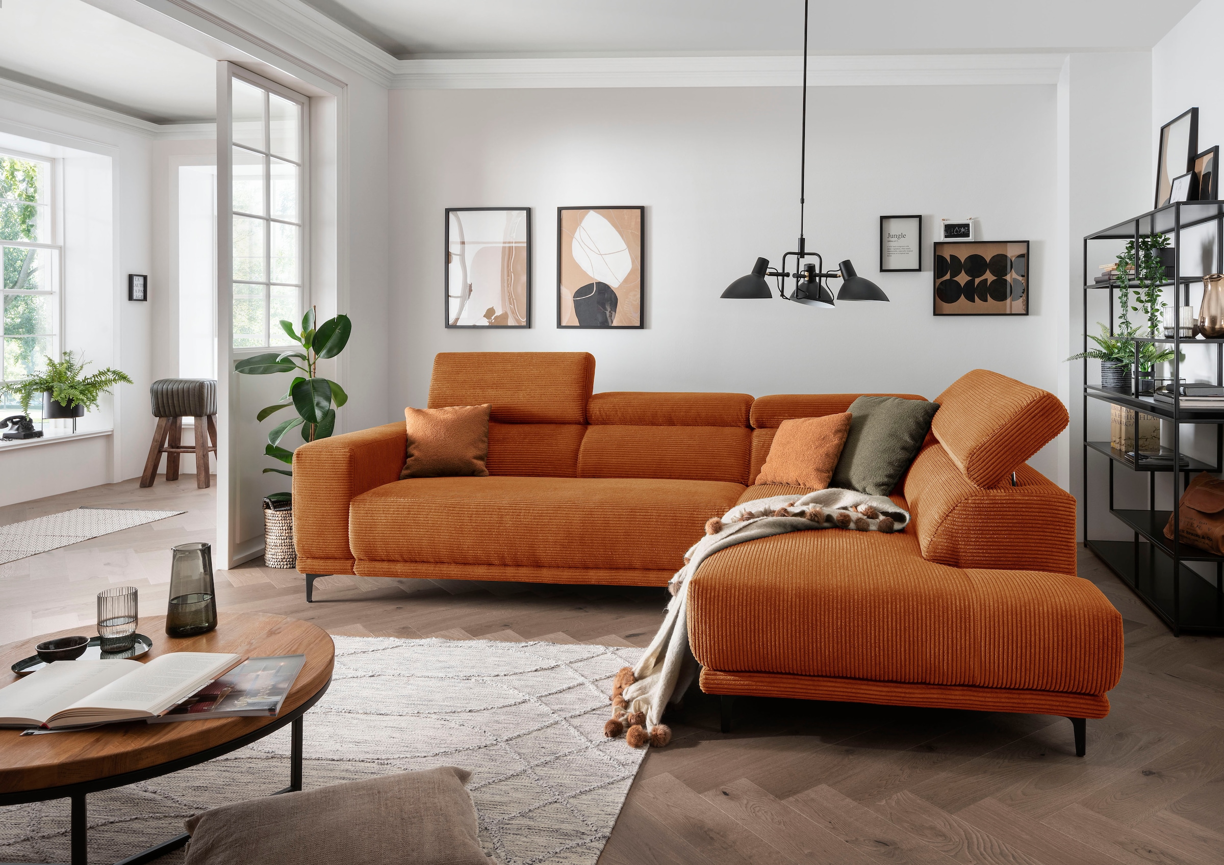 alina Ecksofa »Hikari«, wahlweise mit Sitzvorzug, in modernem Cordstoff, Breite 276 cm