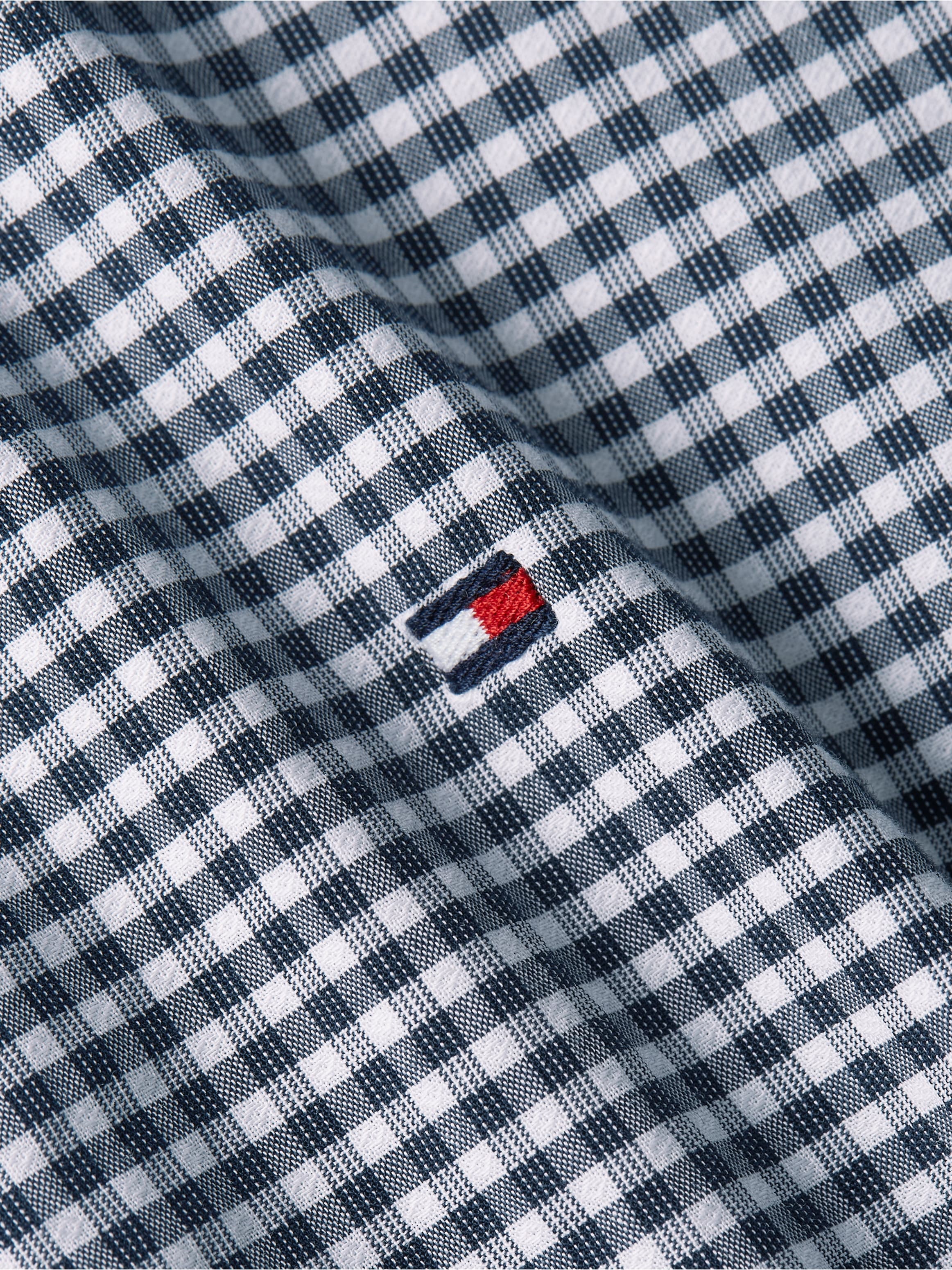 Tommy Hilfiger Karohemd »FLEX TEXTURED GINGHAM SF SHIRT«, mit kleiner Logostickerei