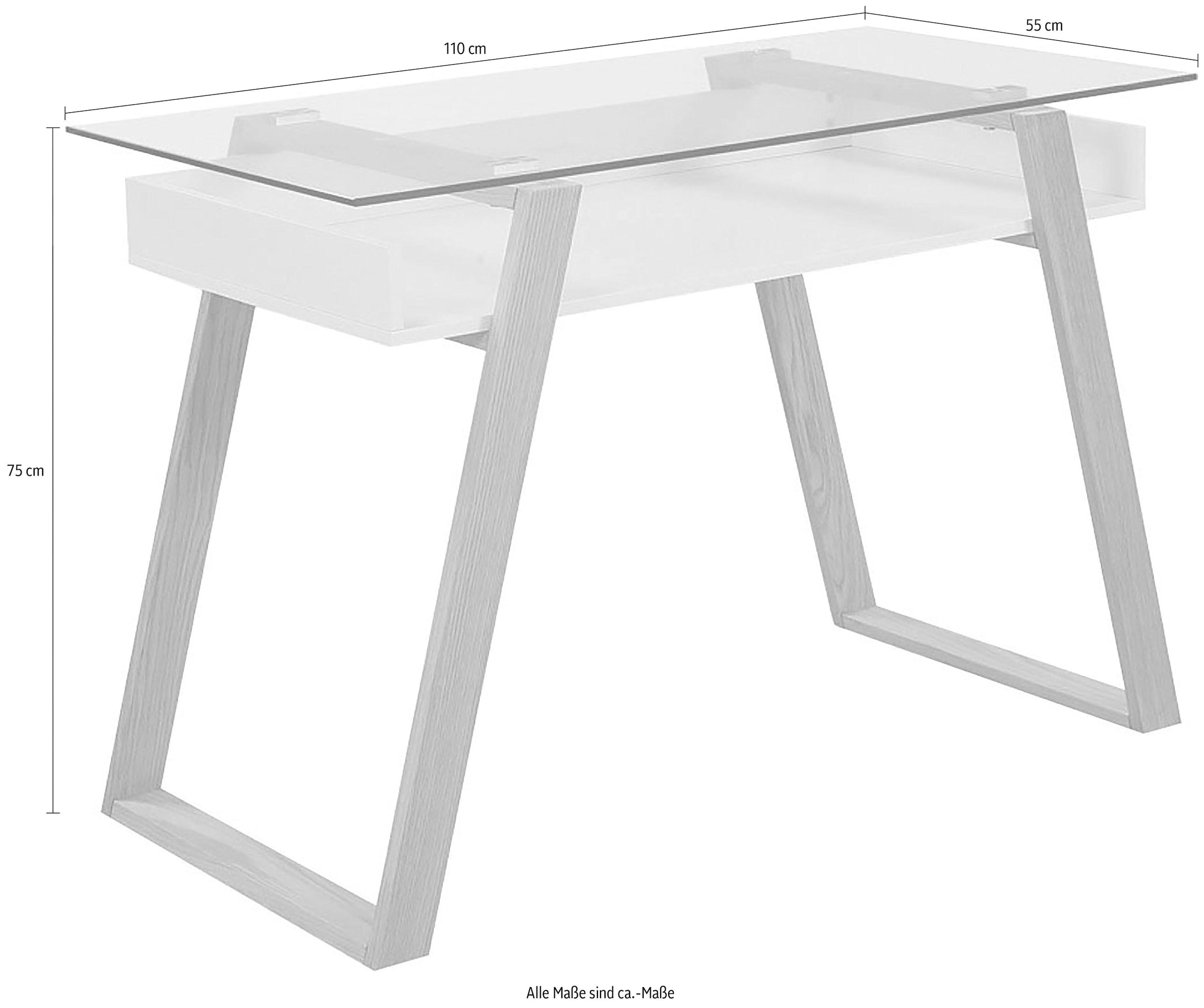 SalesFever Schreibtisch »Falun - Arbeitsplatz Deluxe: Der Schreibtisch«, Eleganz trifft Funktion: Mit Glasplatte